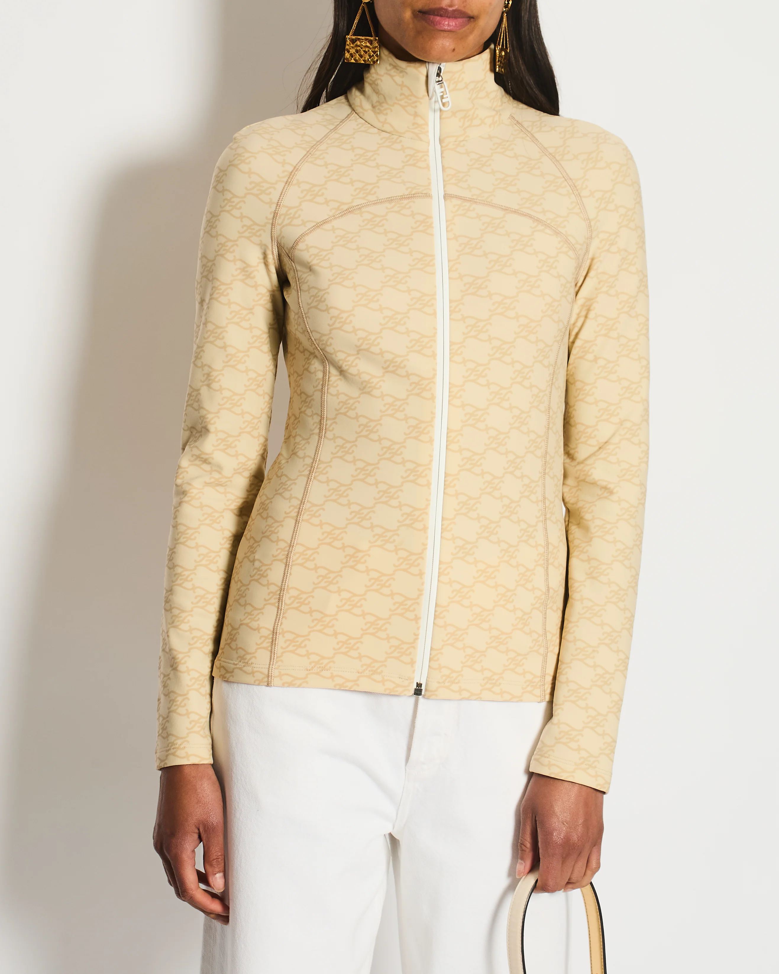Fendi Beige Gilet with FF Monogram Prints Size FR 36 (UK 8)