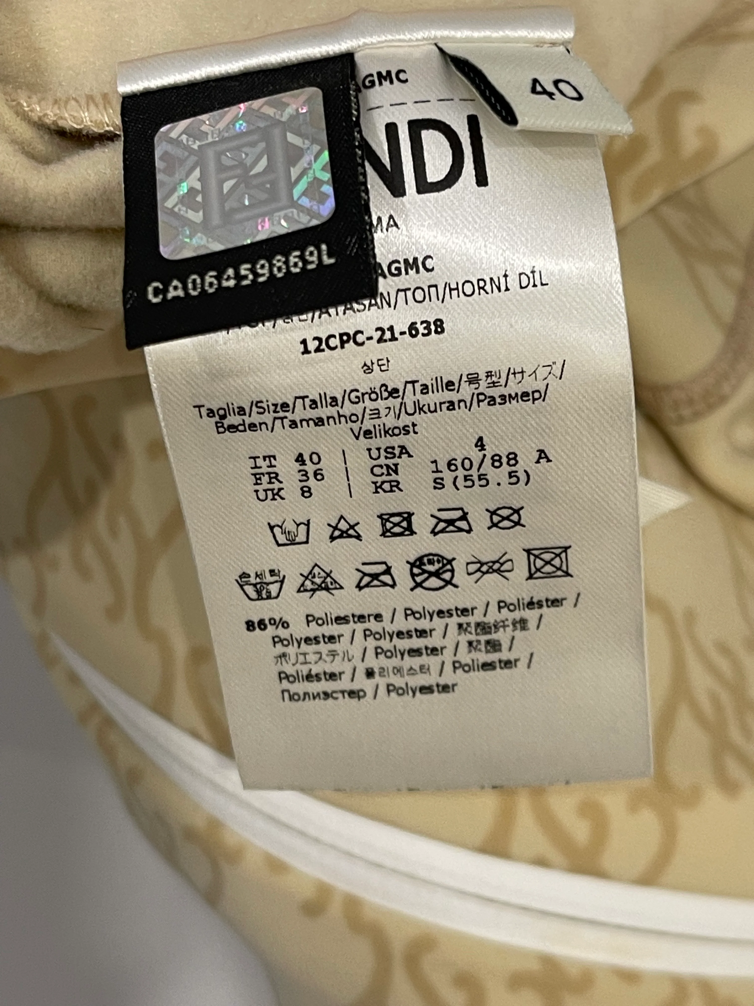Fendi Beige Gilet with FF Monogram Prints Size FR 36 (UK 8) - Image 12