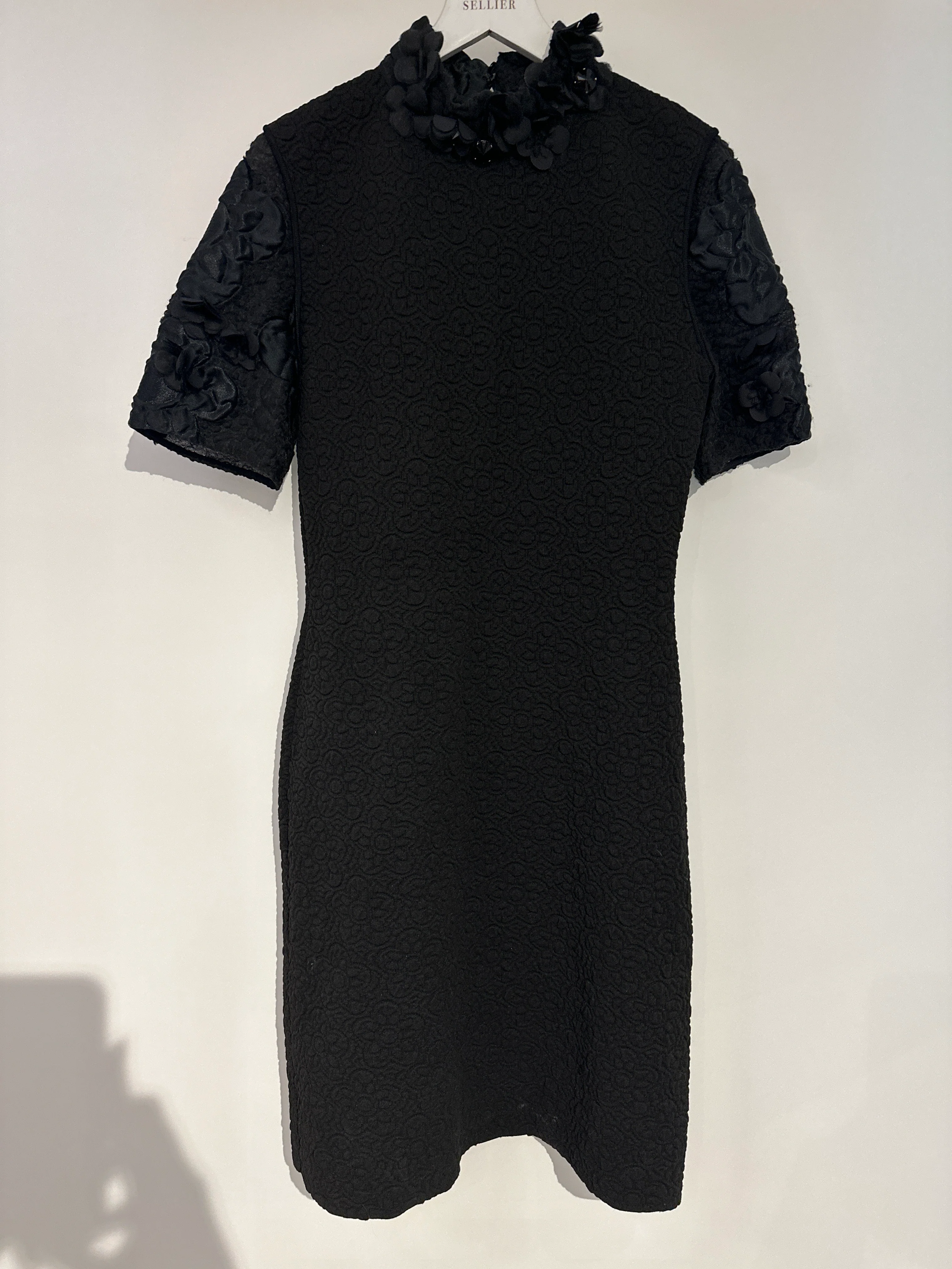 Fendi Black Short Sleeve Floral Mid-Neck Midi Dress IT 42 (UK 10) - Image 7