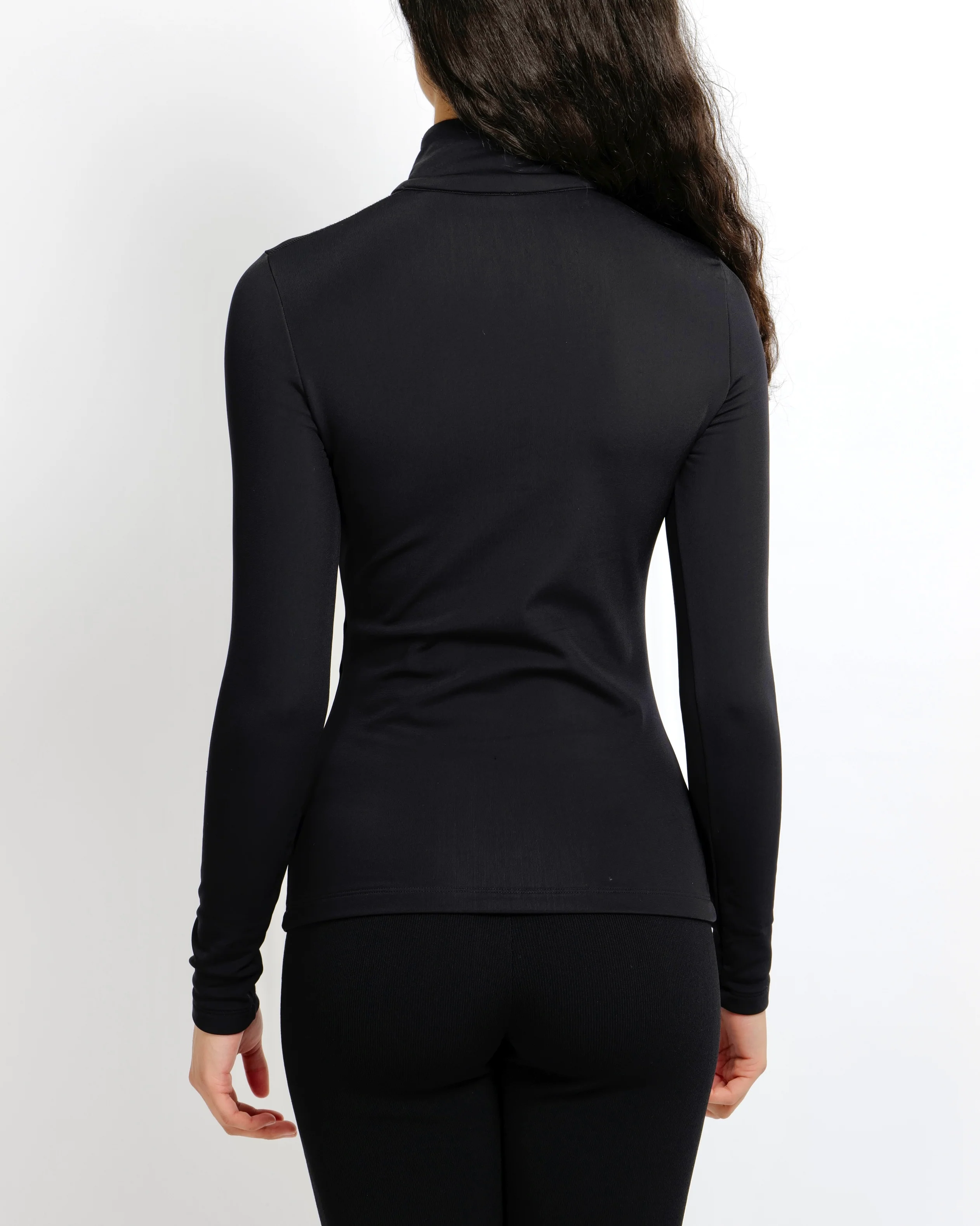 Fendi Black Technical High-Neck Top with White Logo Zipper Detail Size IT 38 (UK 6) - Image 3