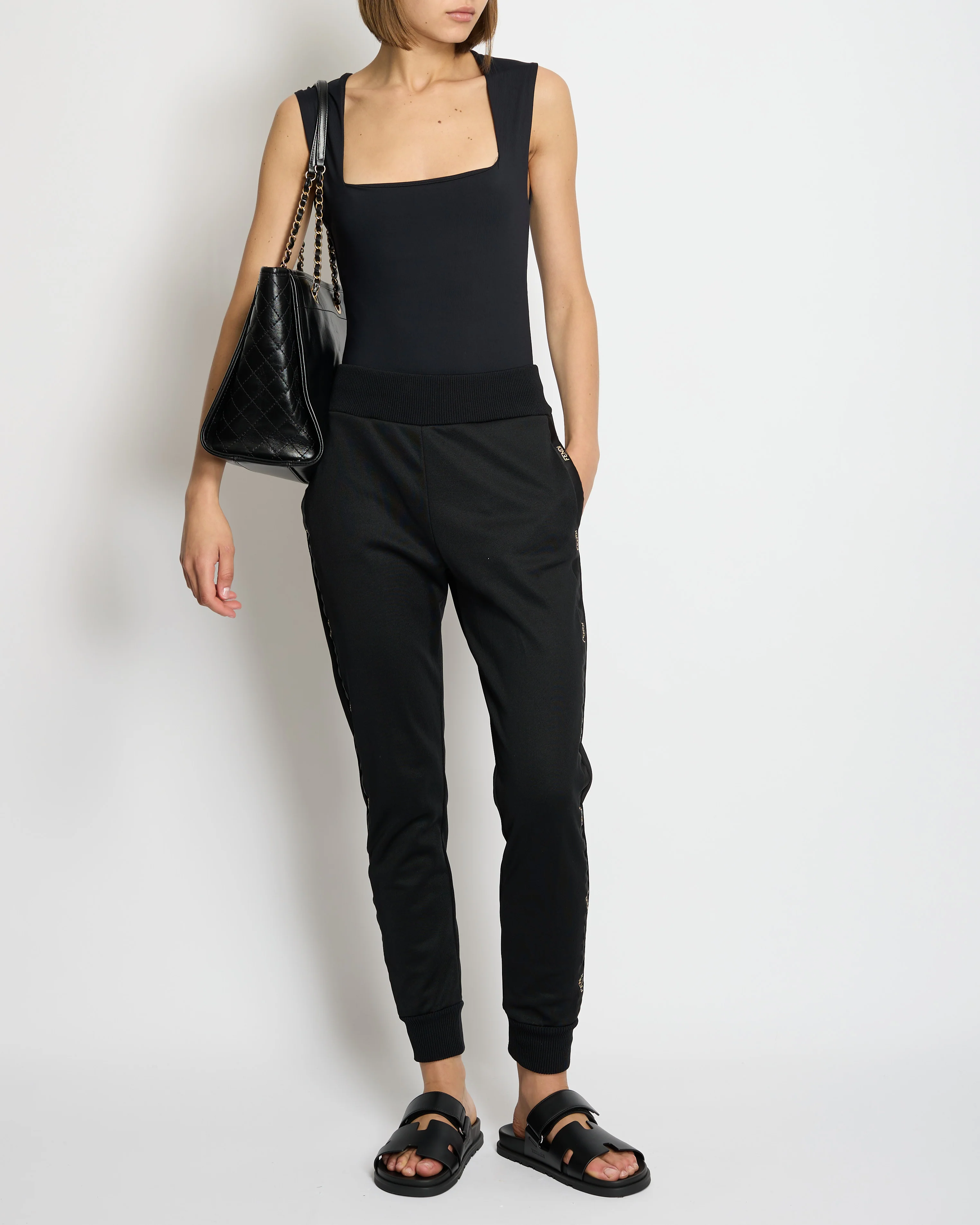 Fendi Black Track Pants with Logo Detail IT 40 (UK 8) - Image 3