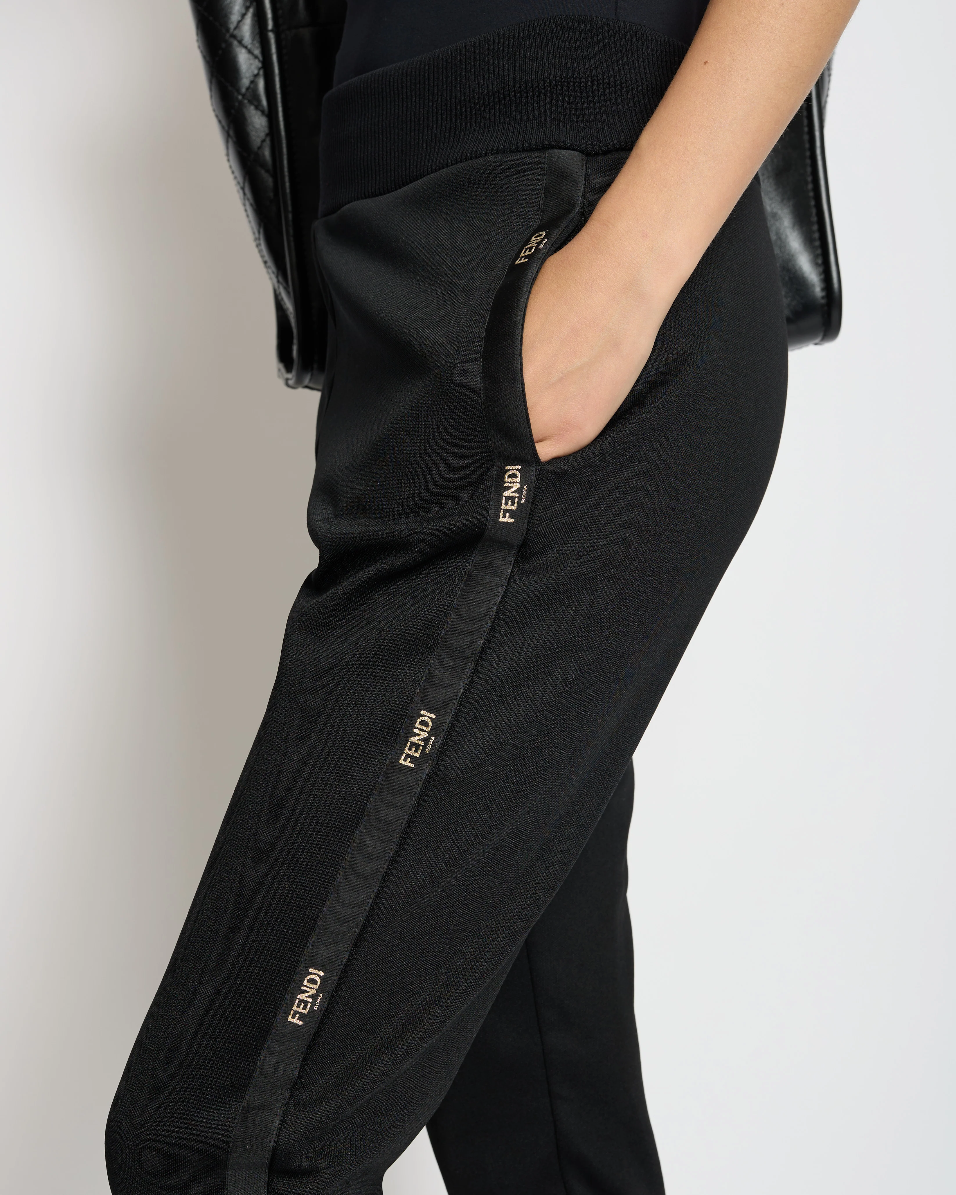 Fendi Black Track Pants with Logo Detail IT 40 (UK 8) - Image 5