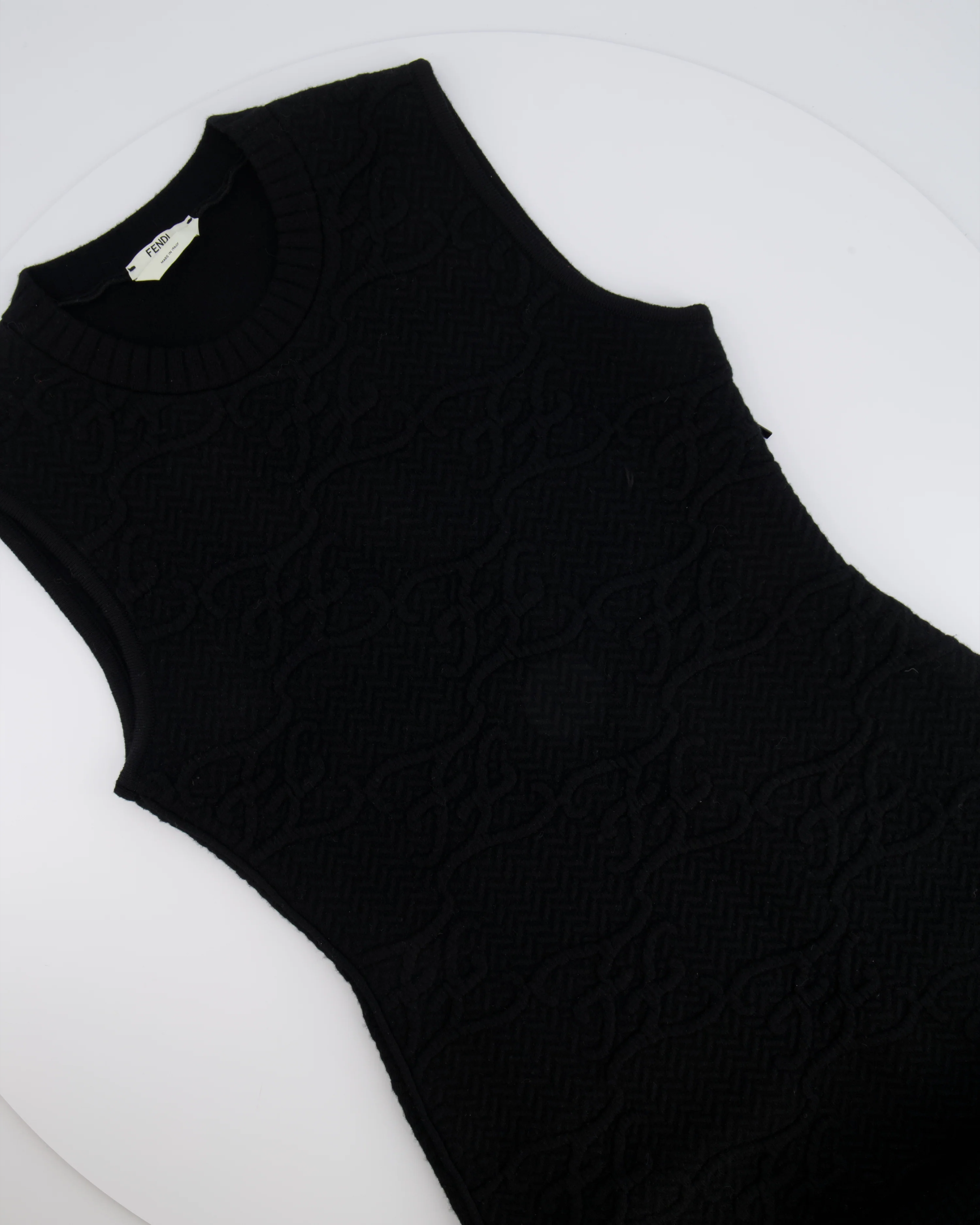 Fendi Black Wool Sleeveless Mini Dress with FF Logo Embroideries Size IT 40 (UK 8) - Image 5