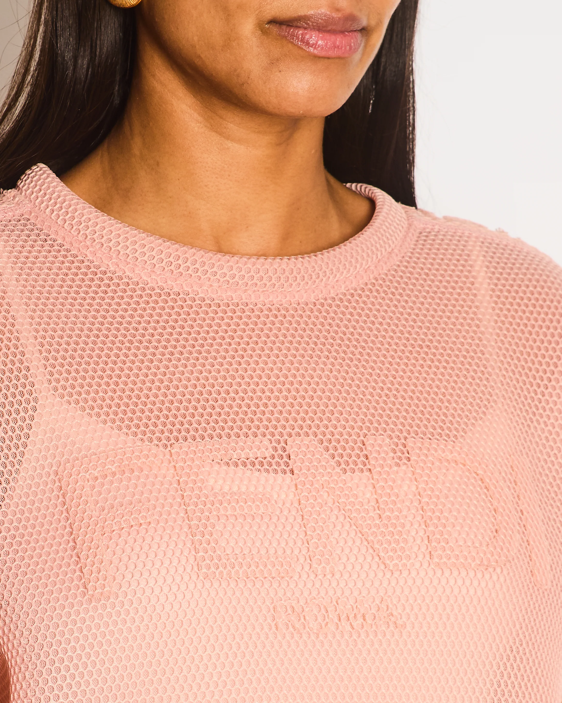 Fendi Blush Pink Mesh Neoprene Long Sleeve Logo Top Size L (UK 12/14) - Image 3