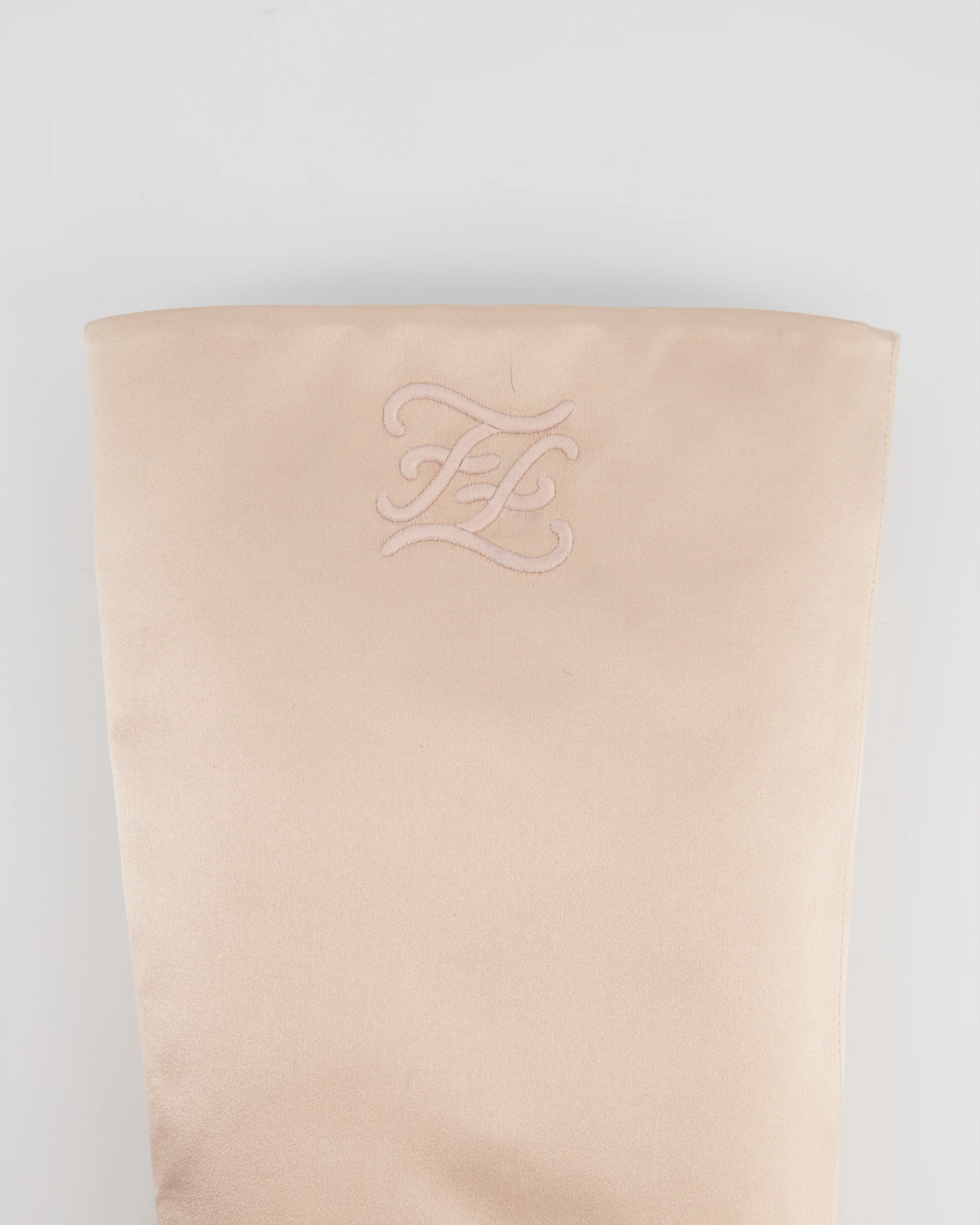 Fendi Blush Pink Satin Knee High Boots with Embroidered FF Logo Size EU 39 - Image 5