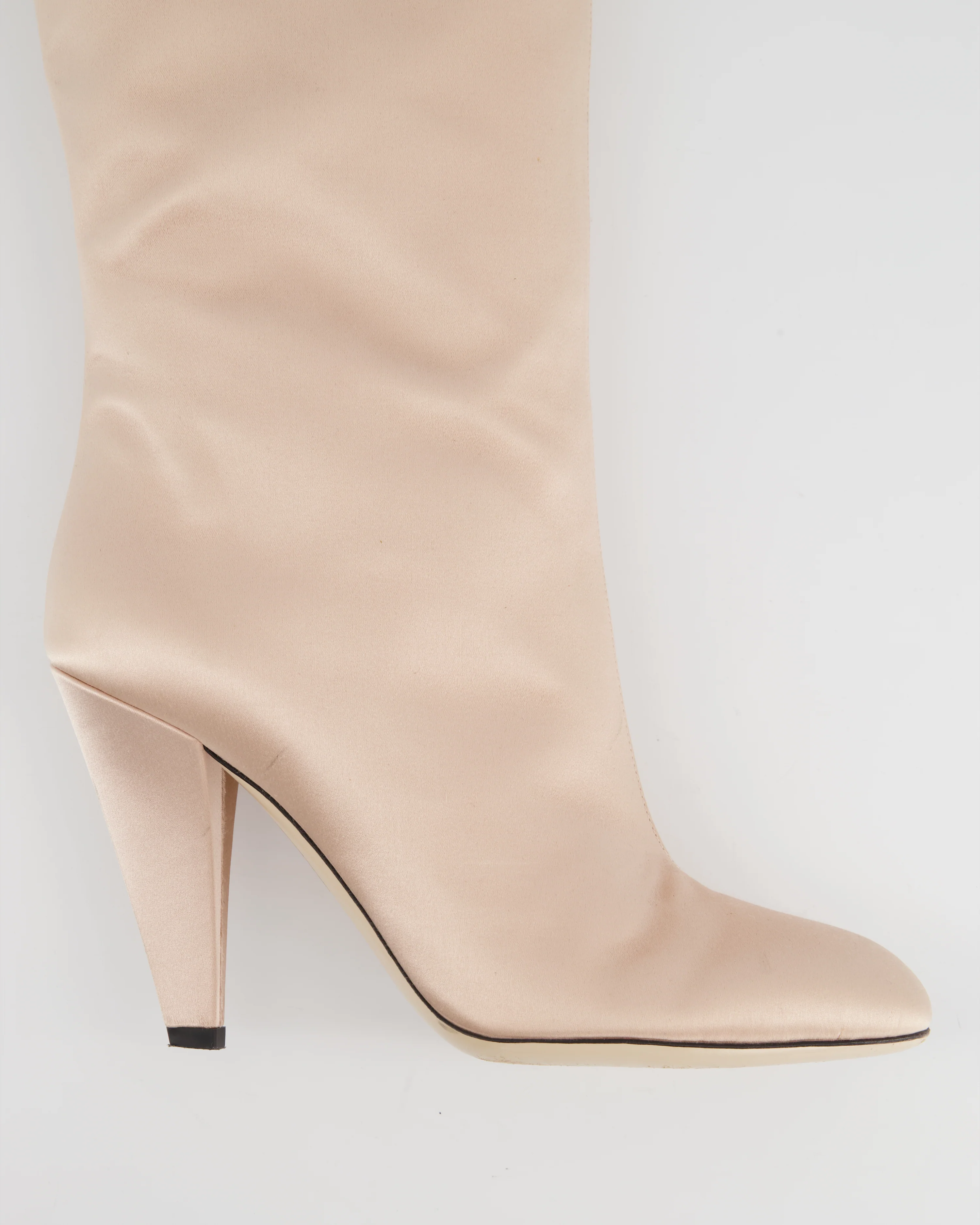 Fendi Blush Pink Satin Knee High Boots with Embroidered FF Logo Size EU 39 - Image 6