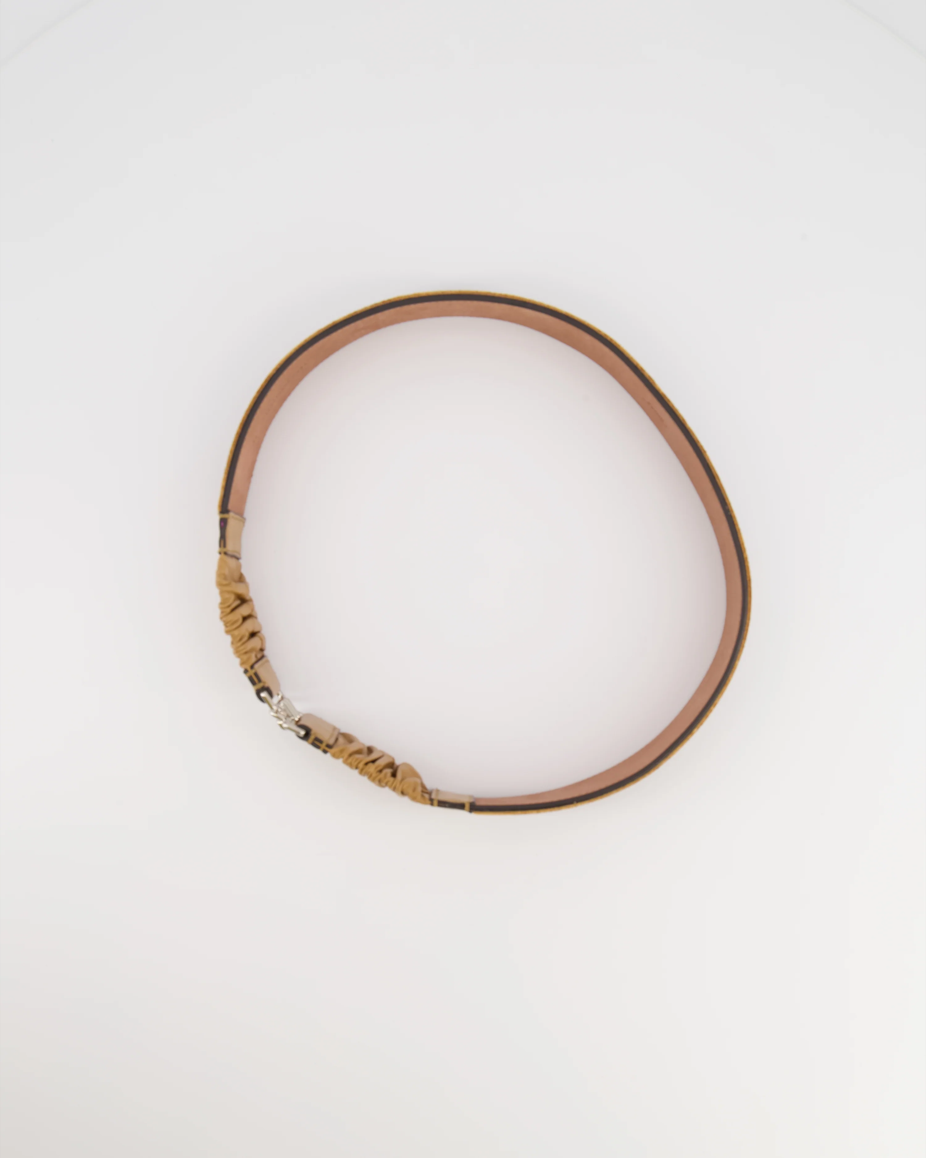 Fendi Brown and Black Velvet Zucca Motif Belt with Silver Hardware Size 75cm - Image 5