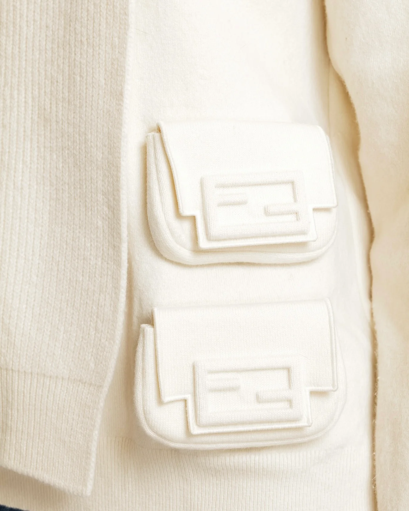 Fendi Cream Cashmere Layered FF Utility Pocket Jumper Size IT 42 (UK 10) RRP £2,700 - Image 2