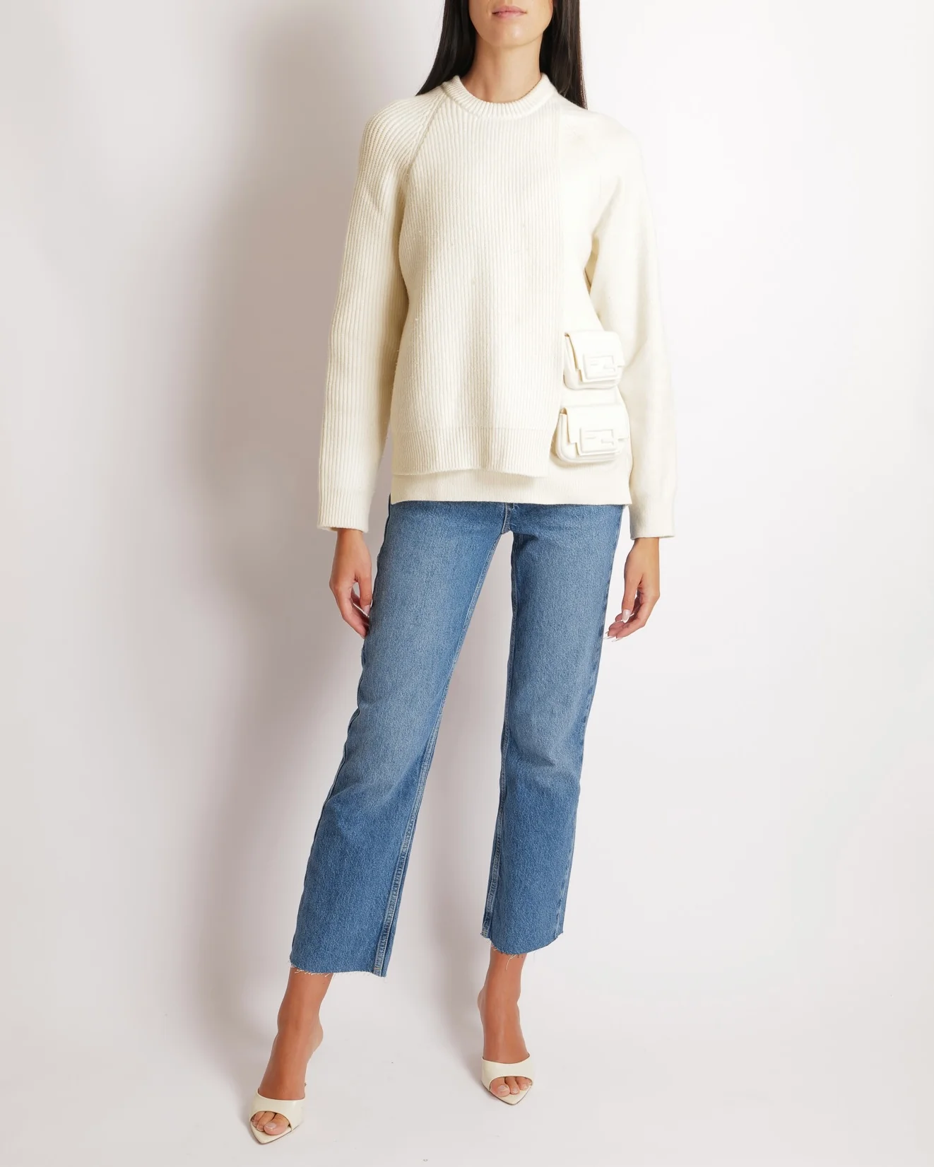 Fendi Cream Cashmere Layered FF Utility Pocket Jumper Size IT 42 (UK 10) RRP £2,700 - Image 3