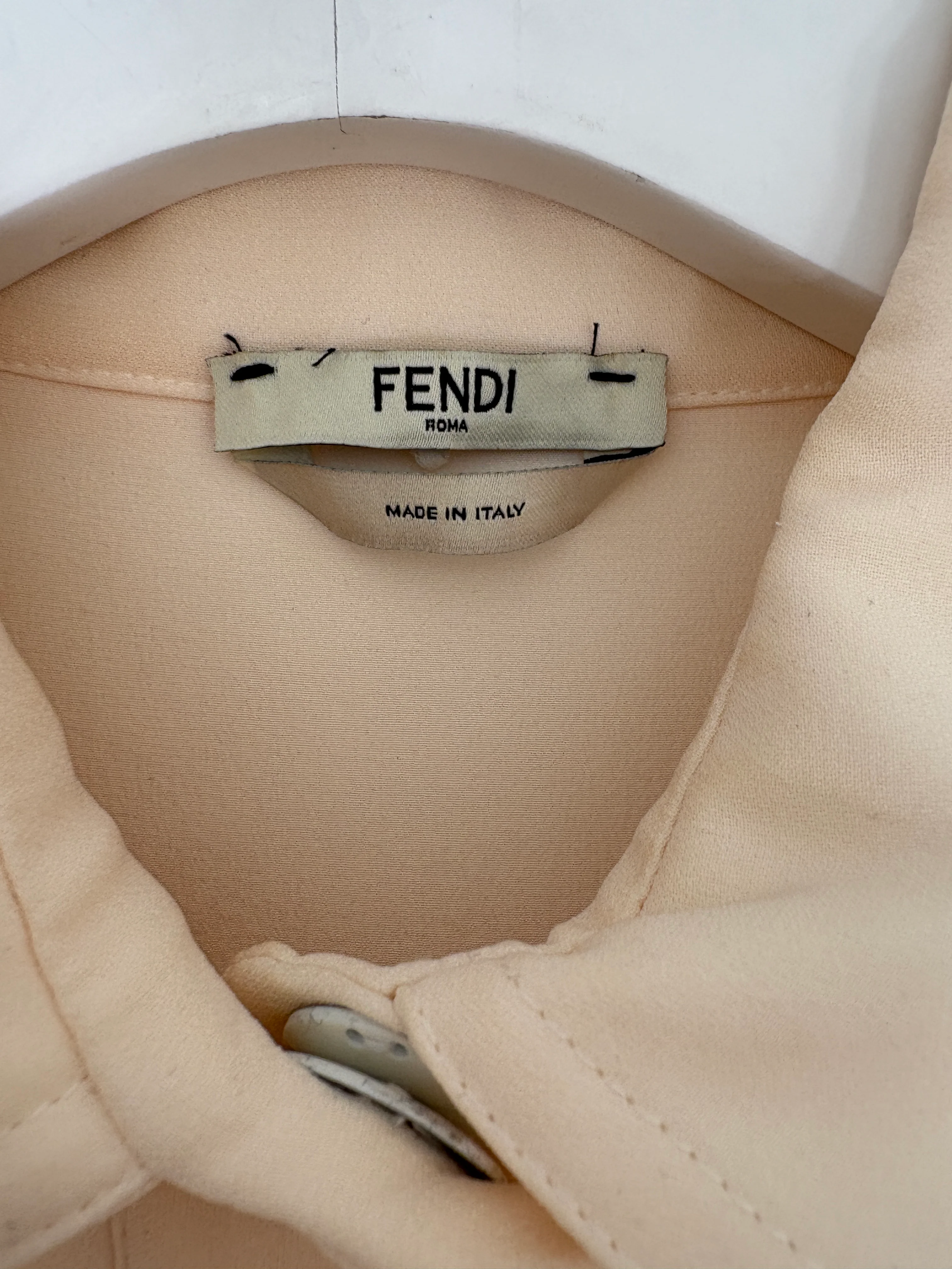 Fendi Cream Long Sleeve Mini Dress with Big Button Details Size IT 40 (UK 8) - Image 13