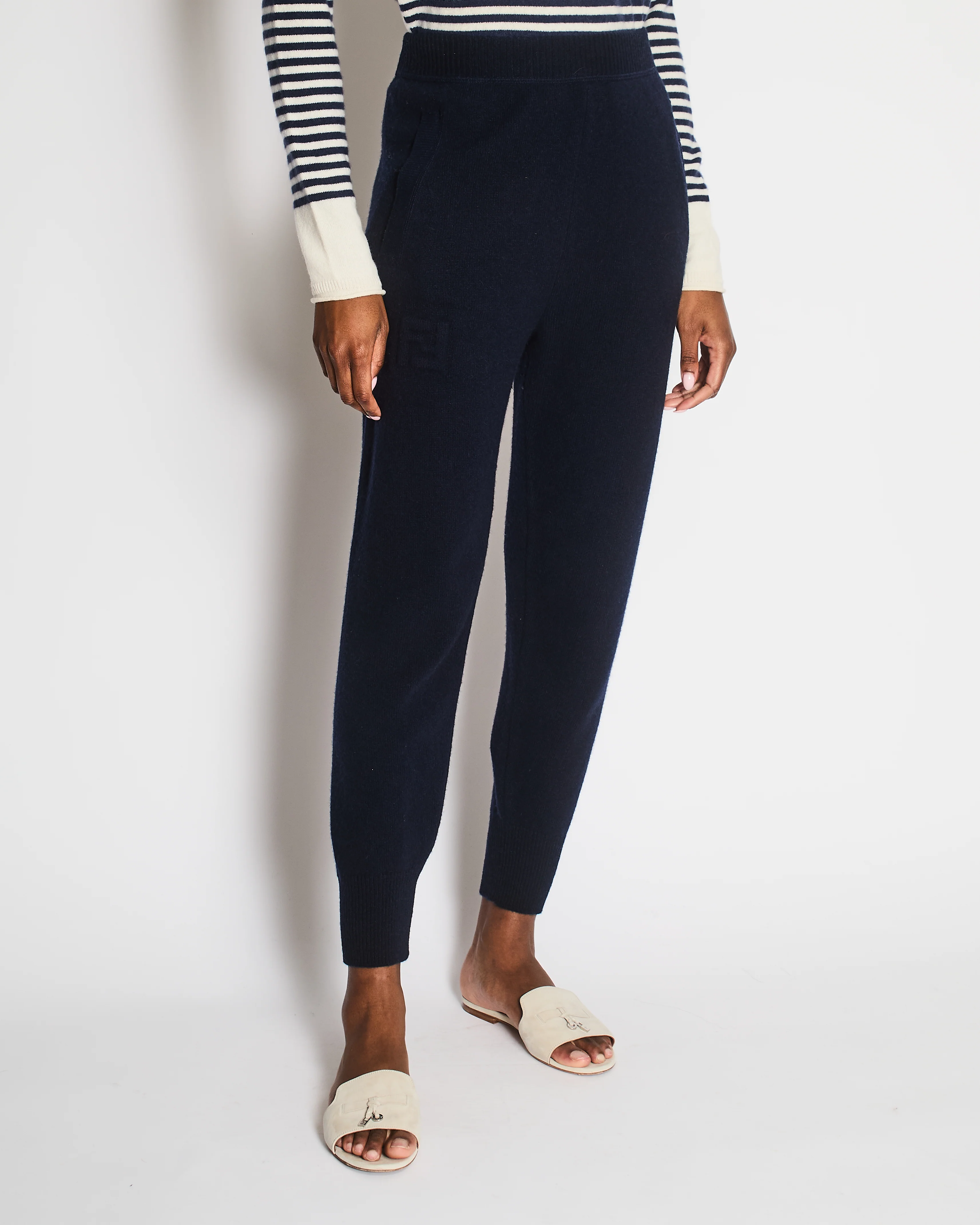 Fendi Dark Navy Cashmere Blend Joggers Size IT 38 (UK 6)