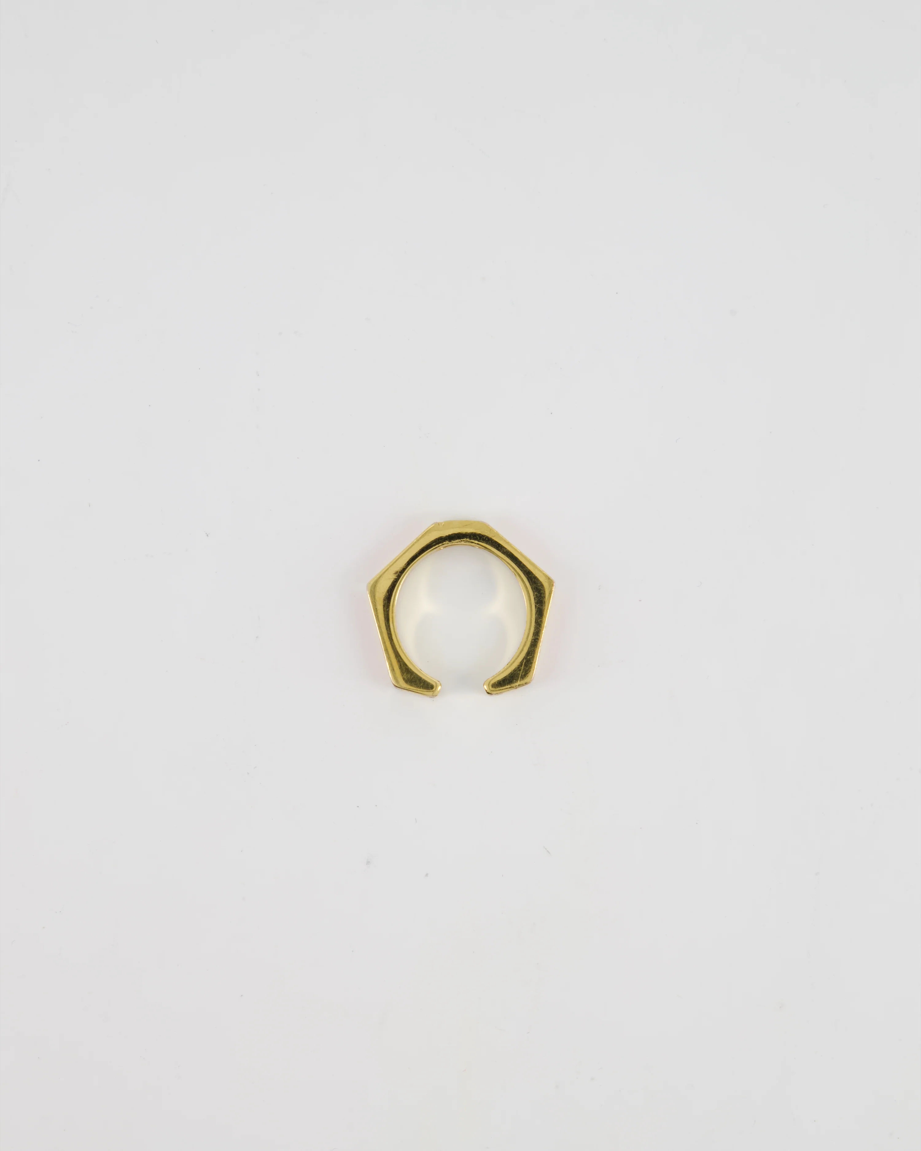 Fendi Gold Enamel Hexagonal Baguette Ring with pink Enamel Detail Size M - Image 4