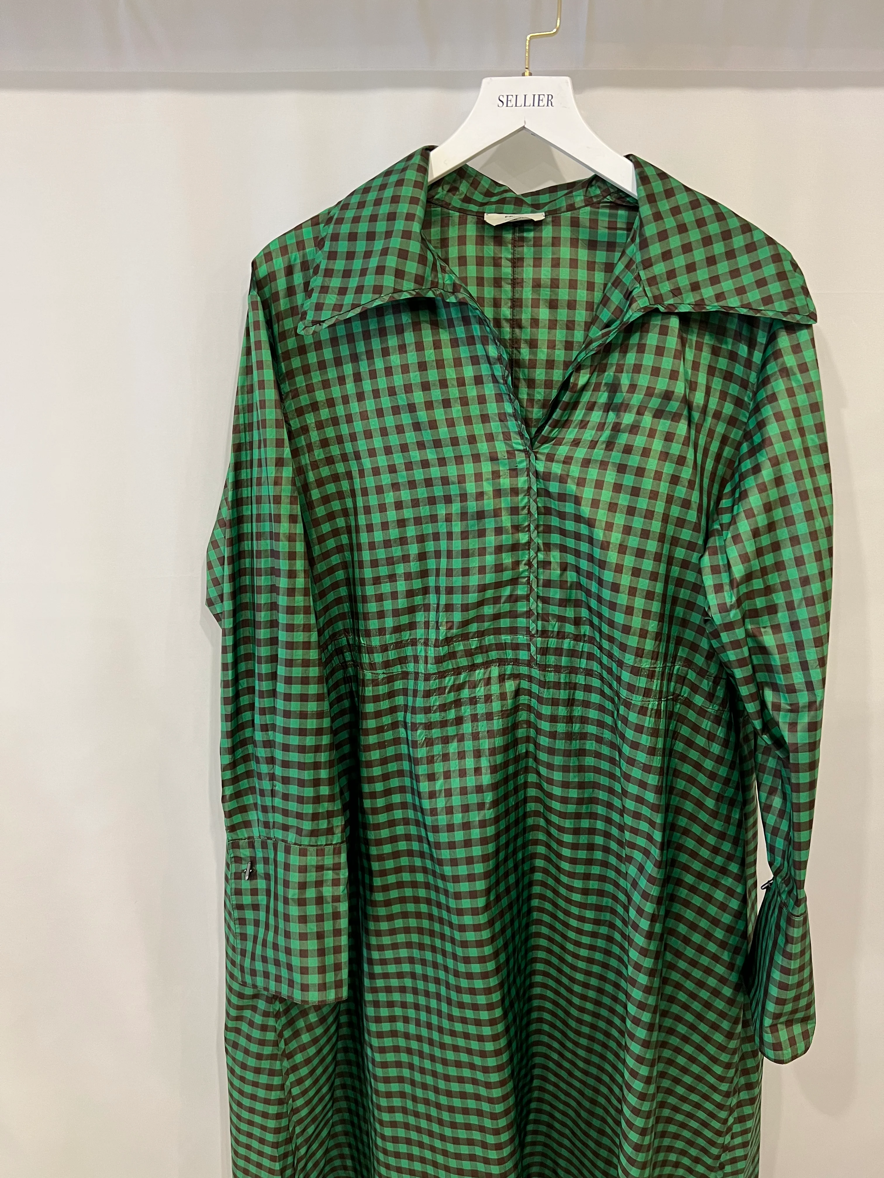 Fendi Green and Brown Silk Checked Maxi Dress with Logo Buttons Size IT 42 (UK 10) RRP £2,250 - Image 14
