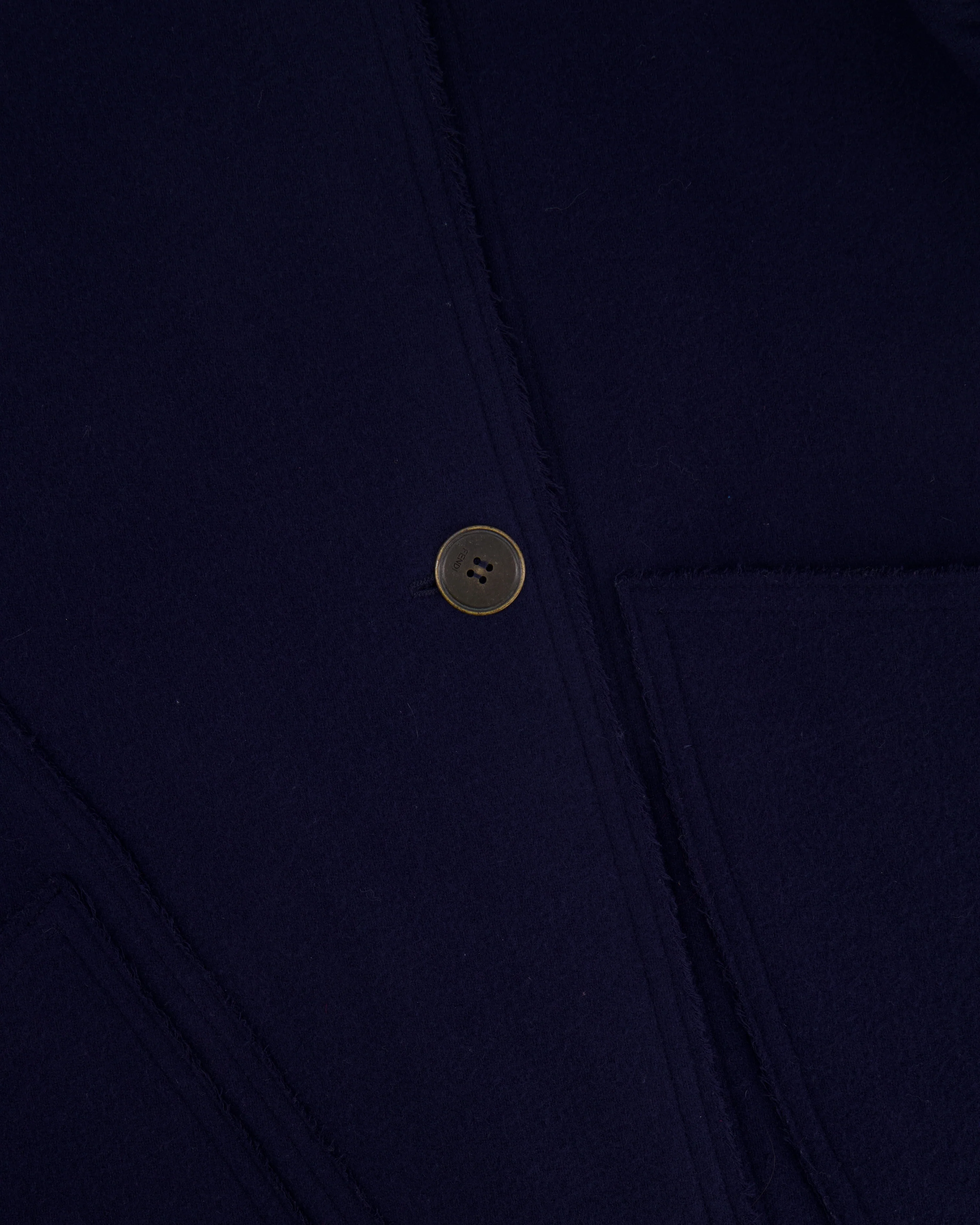 Fendi Navy Wool Coat with Raw Hems and Gathered Sleeves with Bow Detail Size IT 38 (UK 6) - Image 10