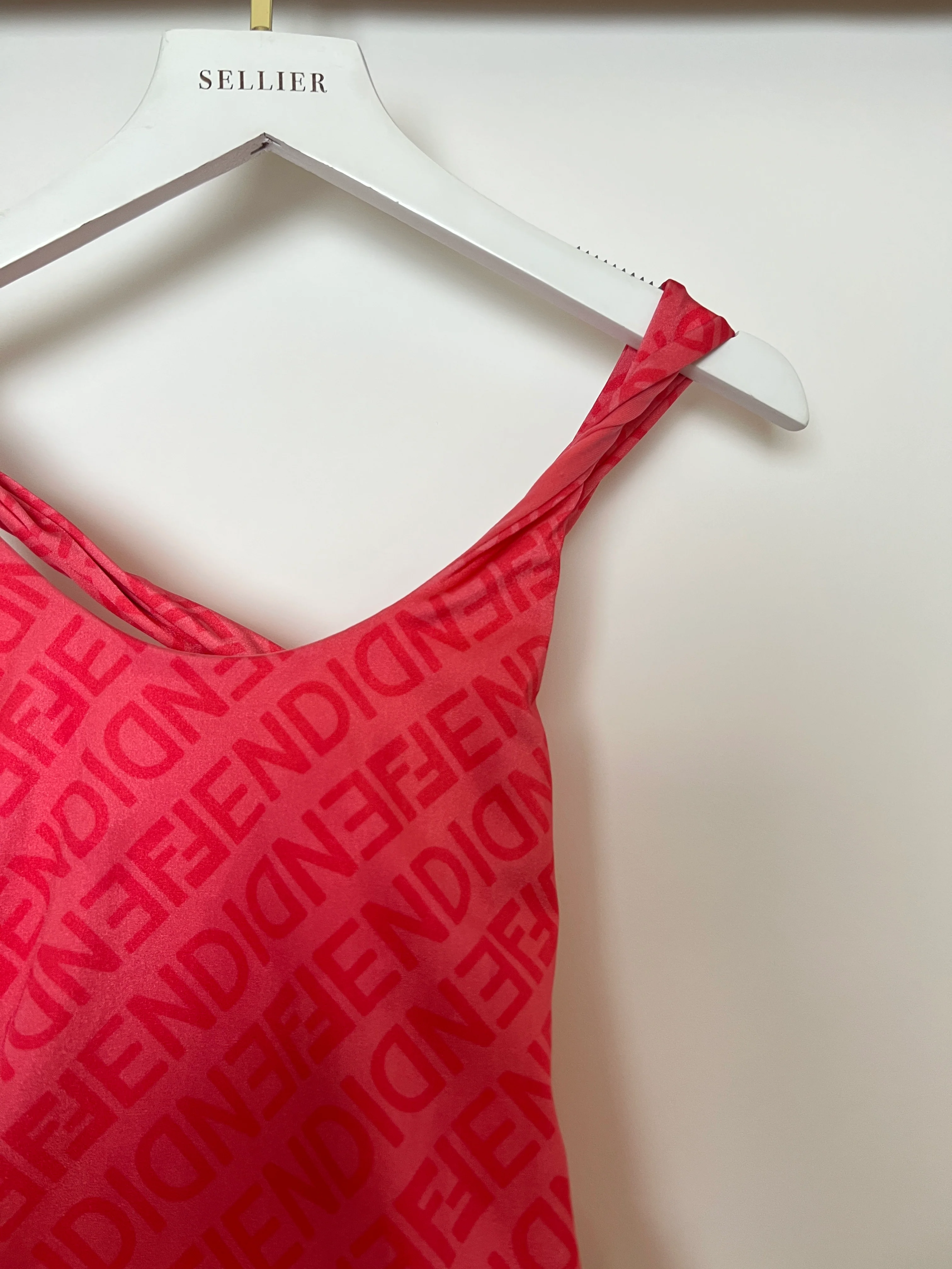 Fendi Pink One-Piece Swimsuit with Crossed Shoulder Straps and Matching Pouch Size IT 40 (UK 8) - Image 6
