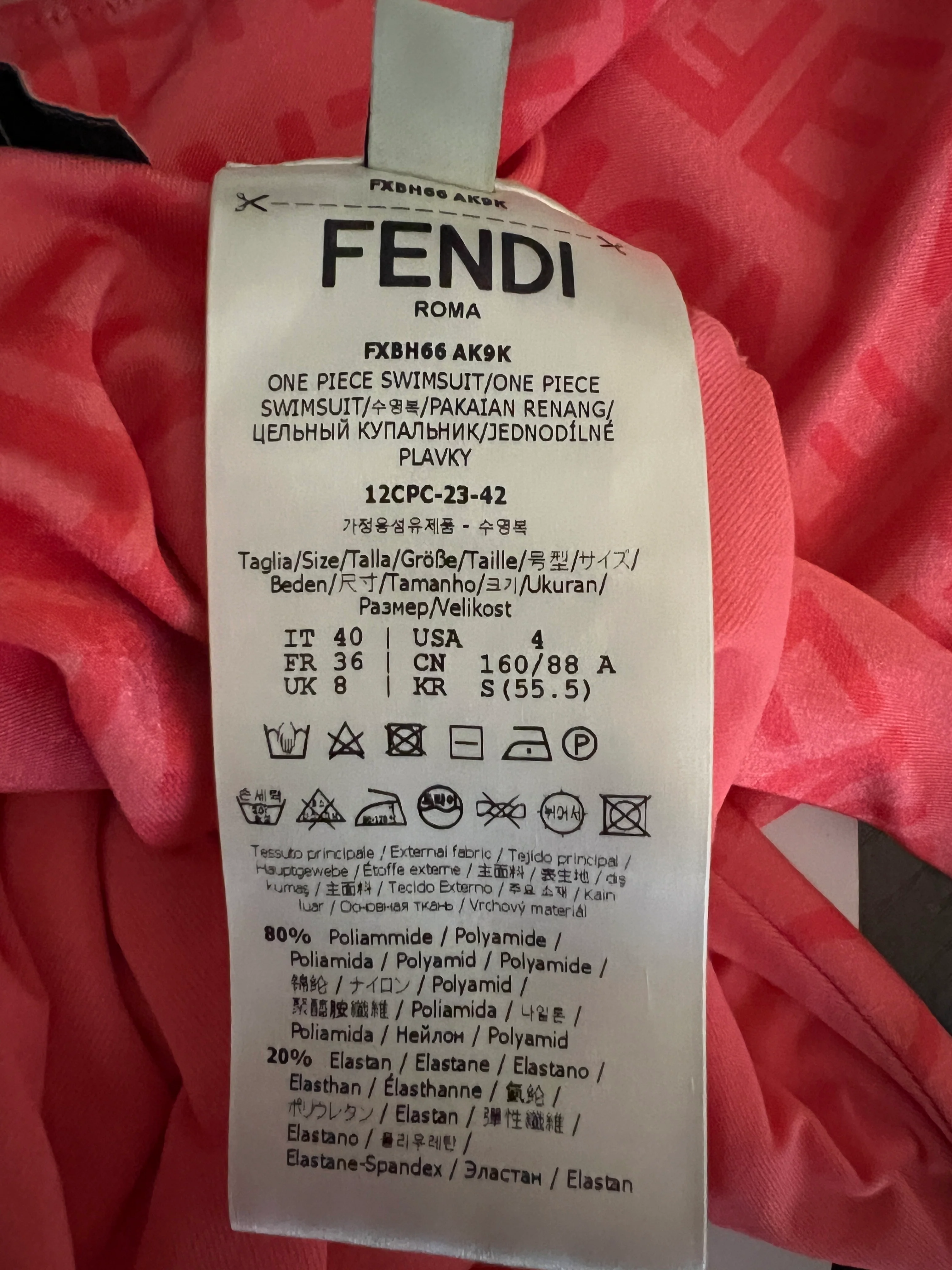 Fendi Pink One-Piece Swimsuit with Crossed Shoulder Straps and Matching Pouch Size IT 40 (UK 8) - Image 7