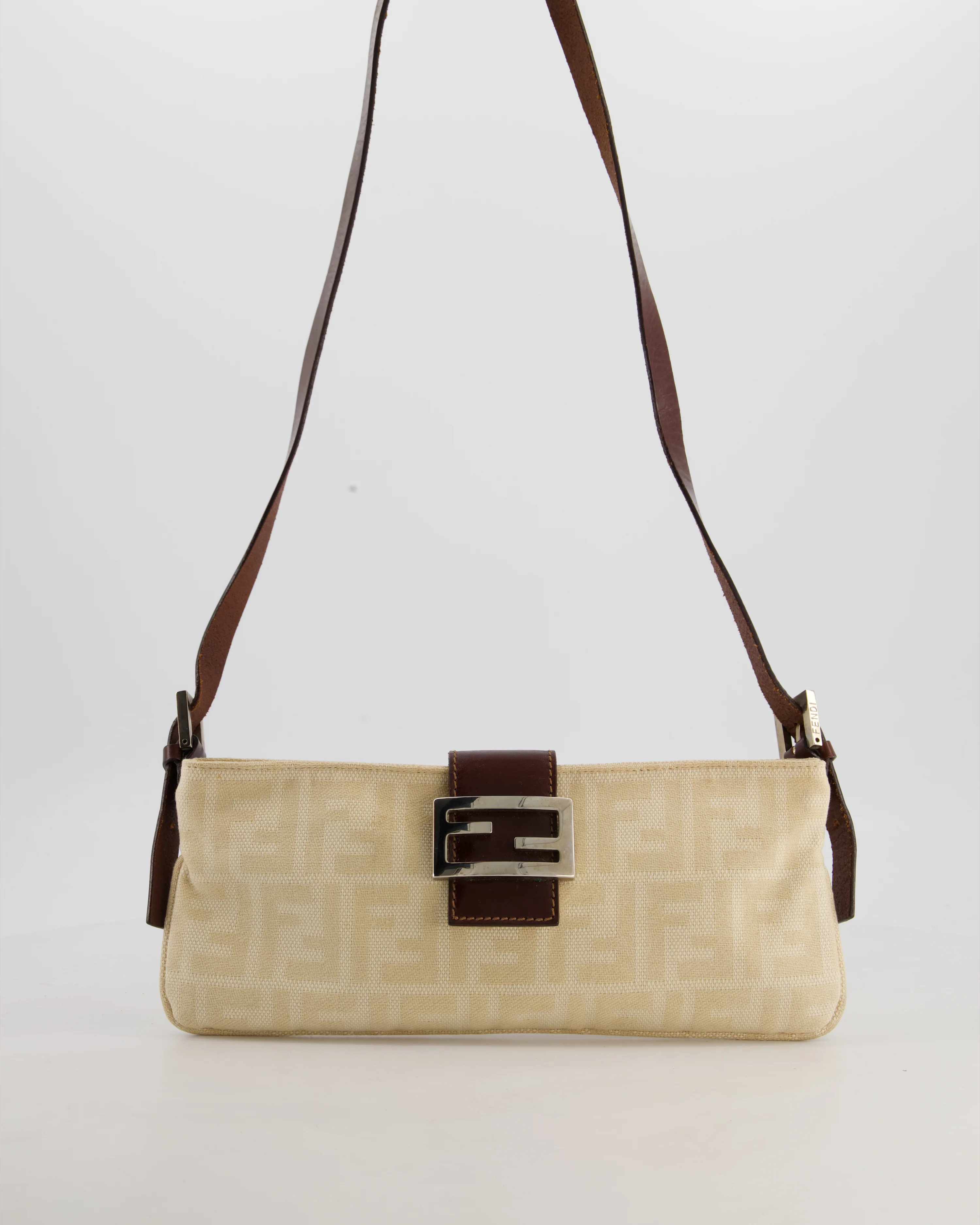 Fendi Vintage Cream Zucca Canvas Baguette Bag with Silver Hardware - Image 2
