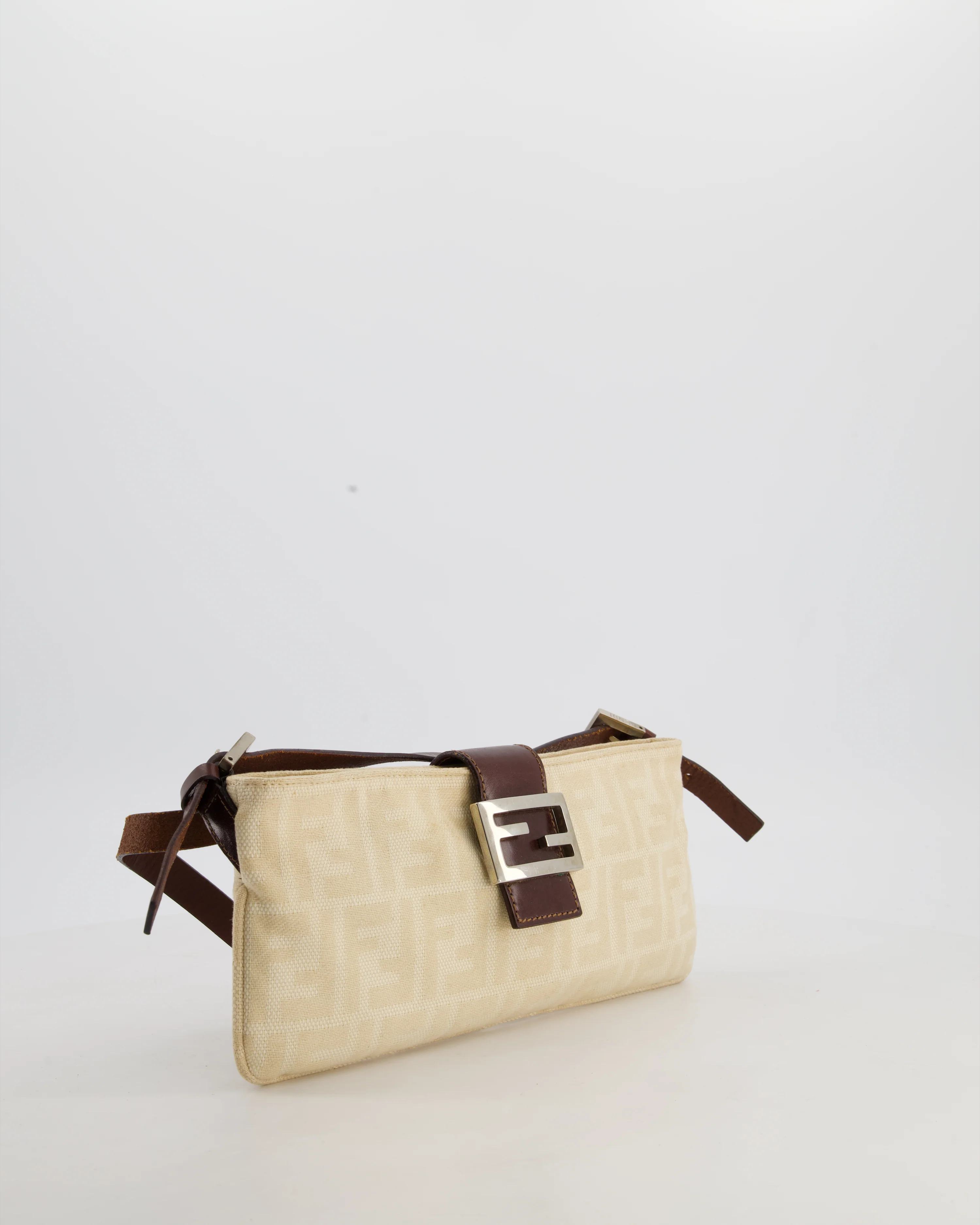 Fendi Vintage Cream Zucca Canvas Baguette Bag with Silver Hardware - Image 3