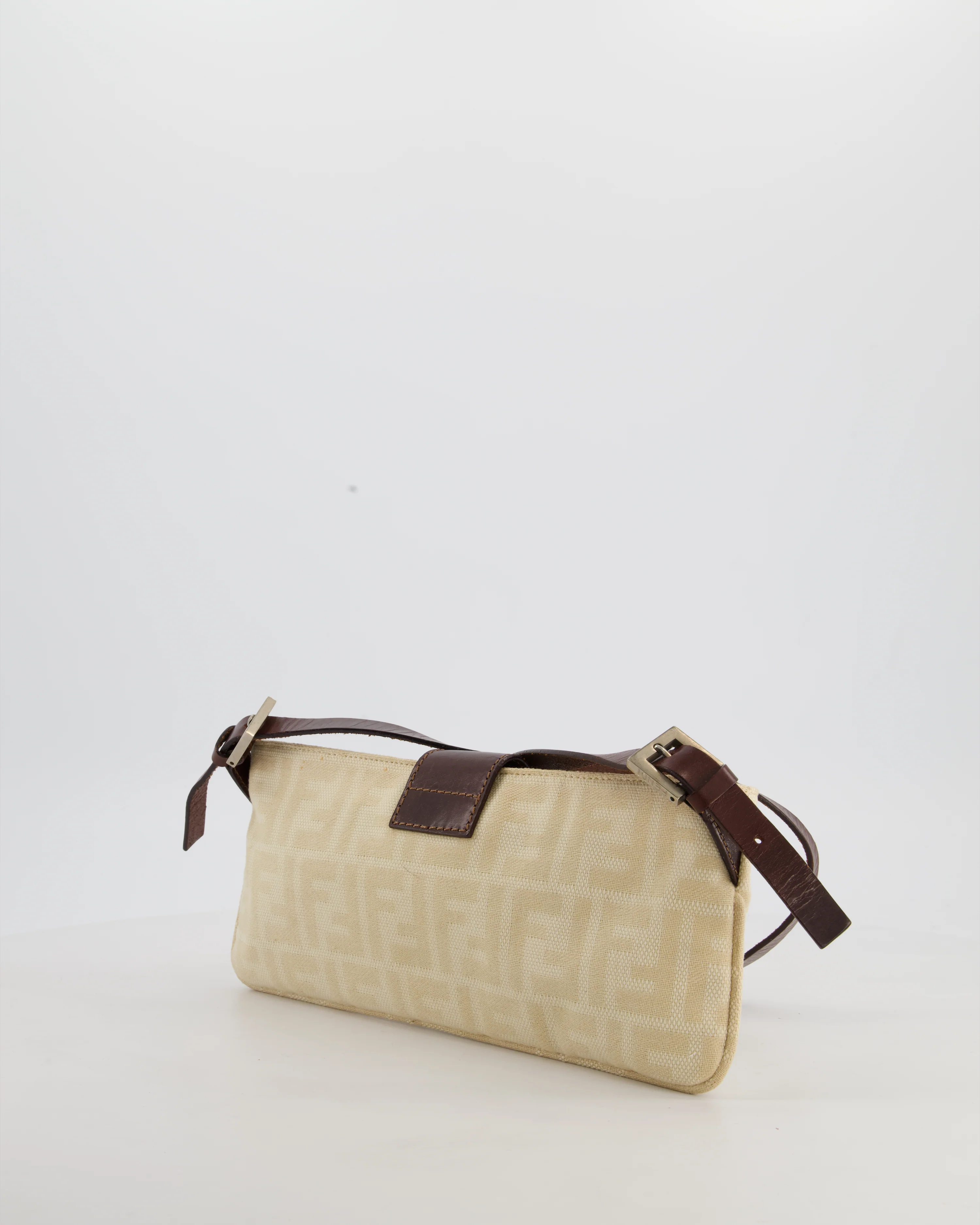 Fendi Vintage Cream Zucca Canvas Baguette Bag with Silver Hardware - Image 5