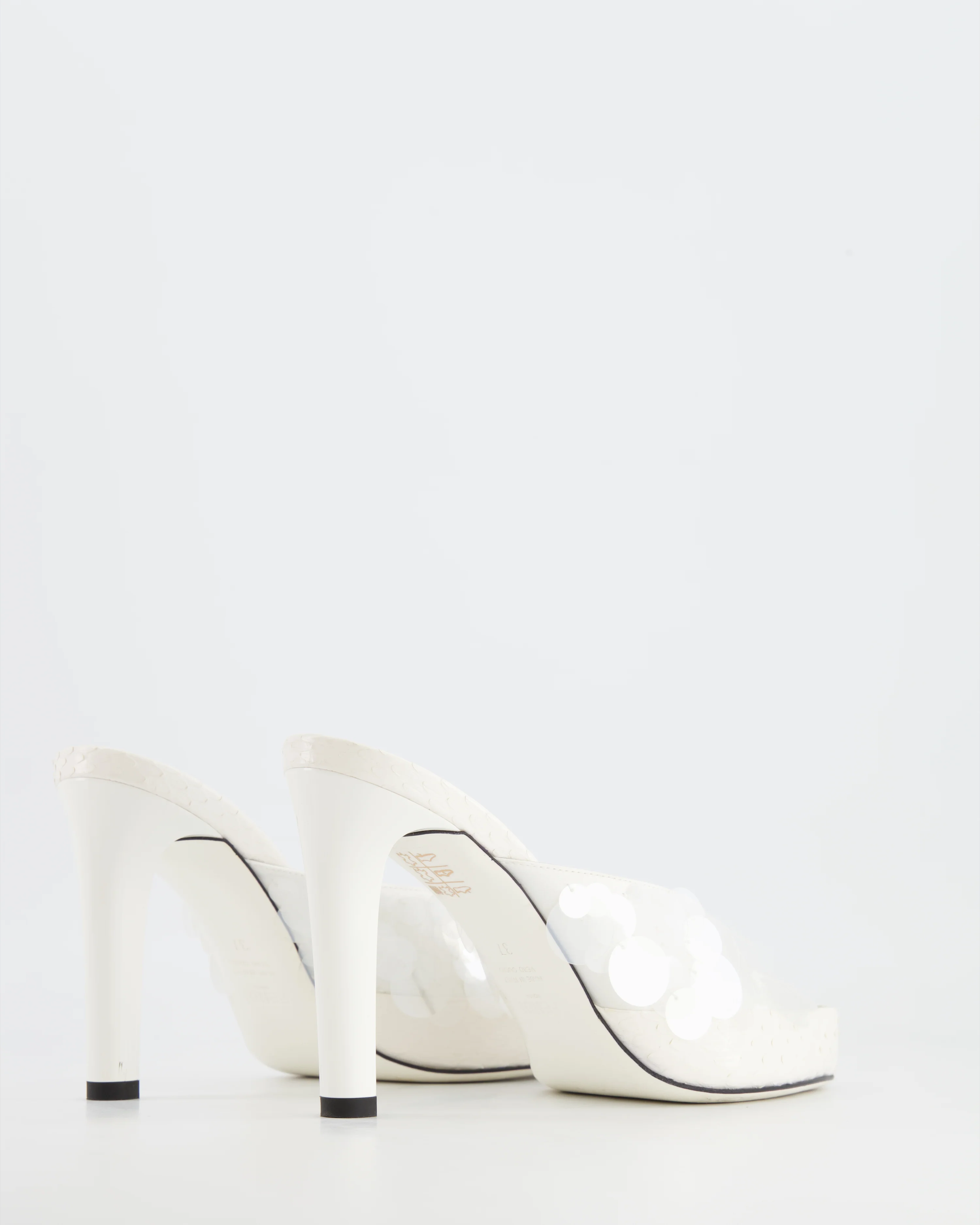 Fendi White Sequin Embellished Mules Size EU 37 - Image 3