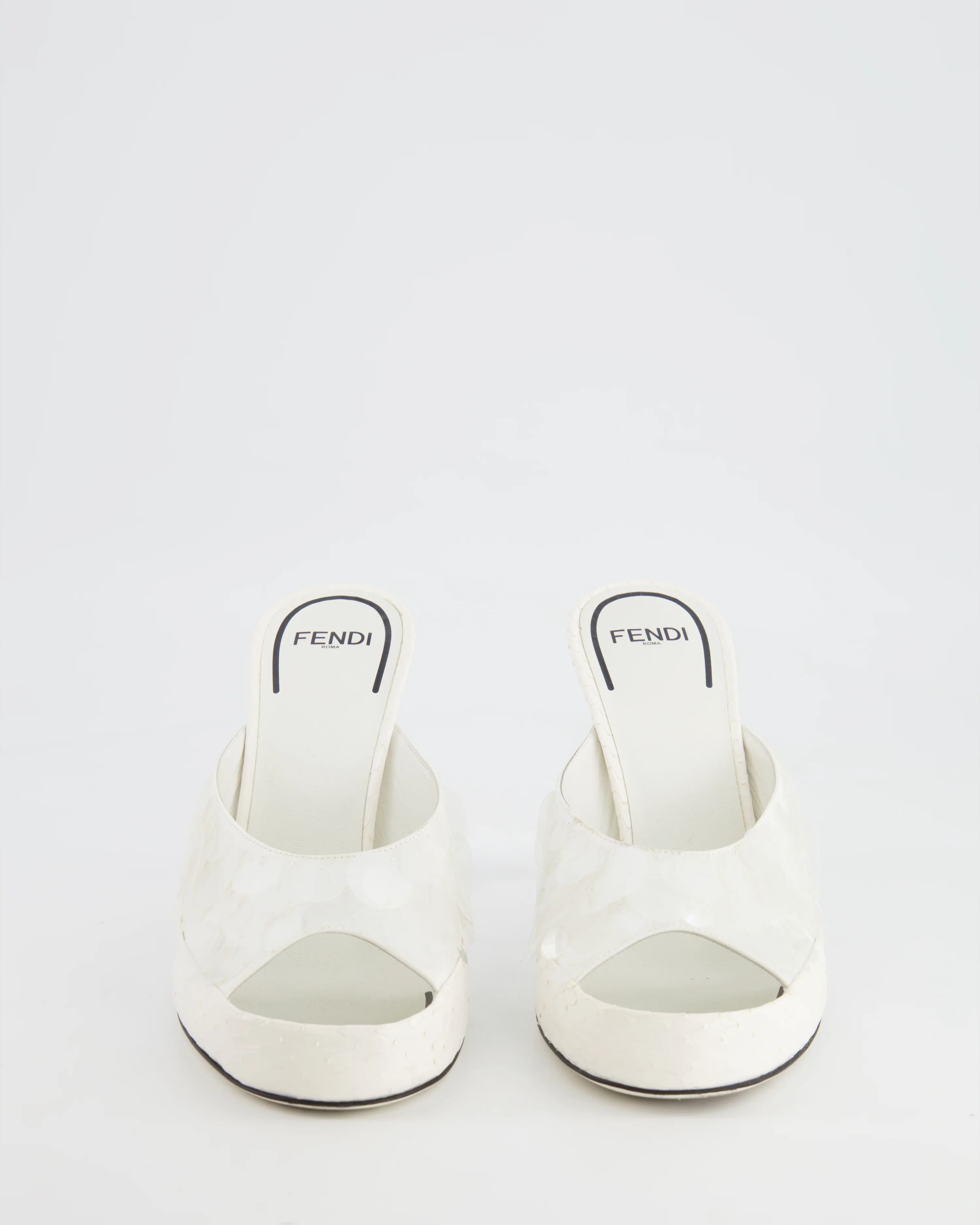 Fendi White Sequin Embellished Mules Size EU 37 - Image 4