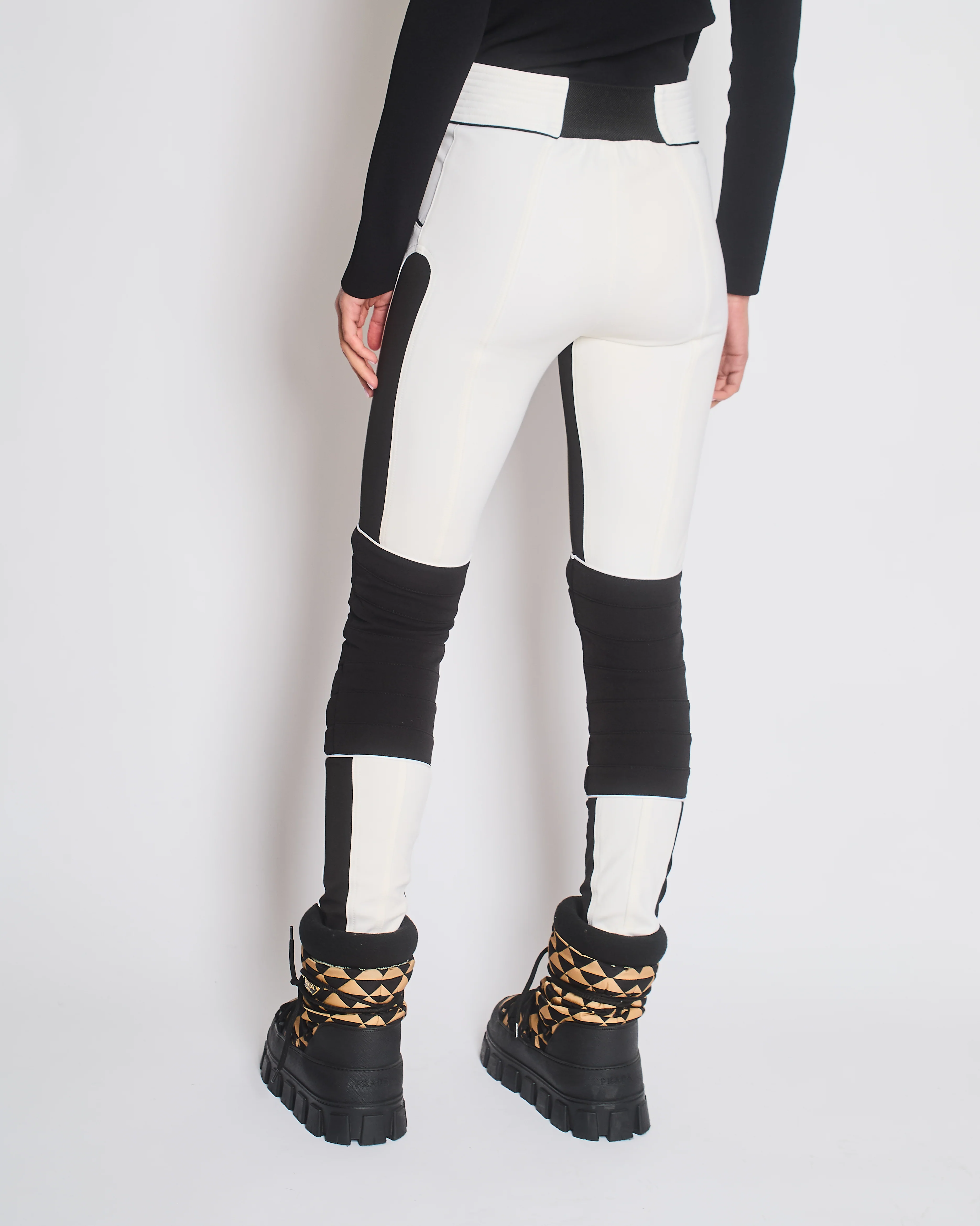 Fendi White Ski Trousers with Knee Pads and Black Panelling Size IT 38 (UK 6) - Image 5