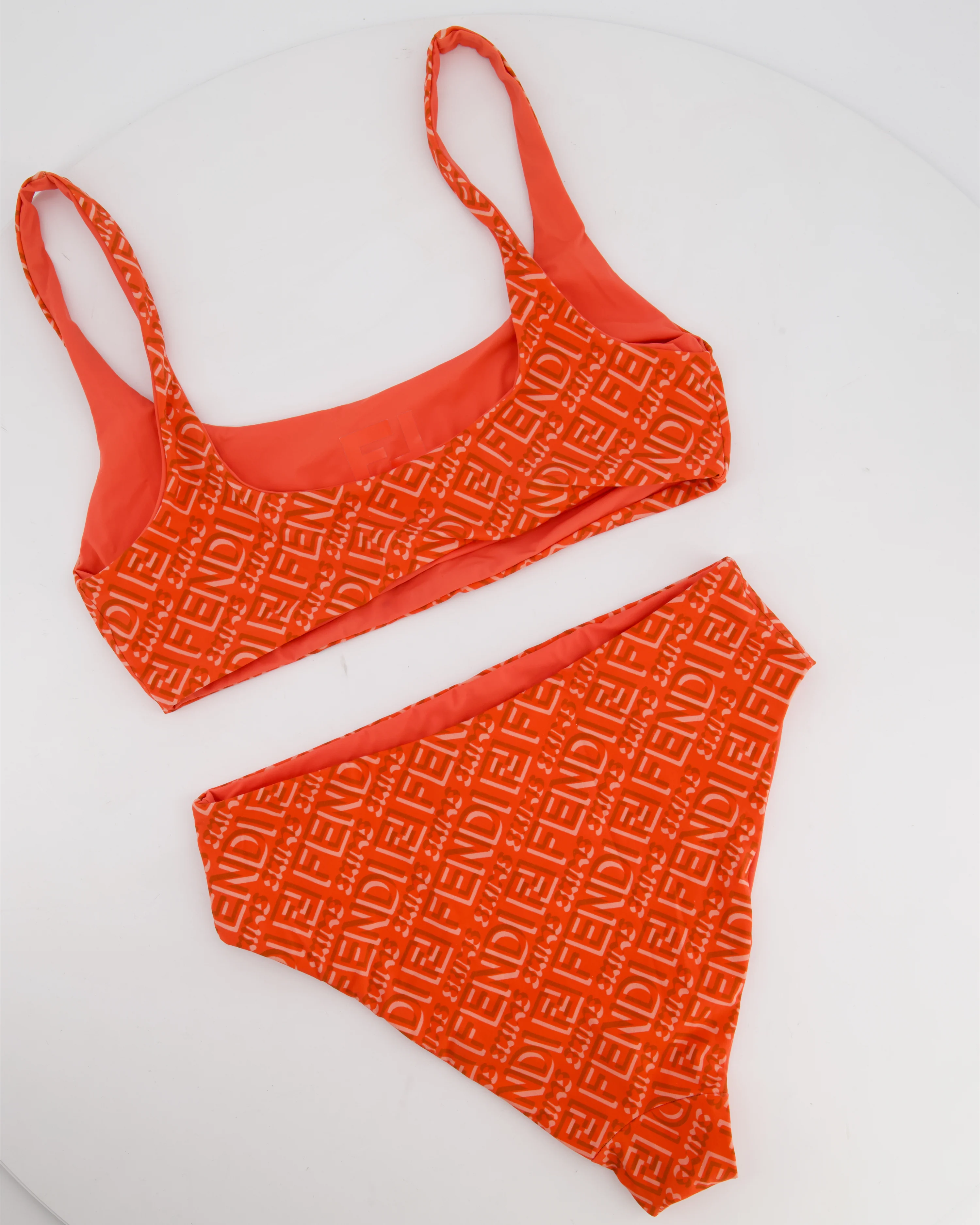Fendi X Skims Orange Bikini Set with Monogram Print Detail Size S (UK 8) - Image 2