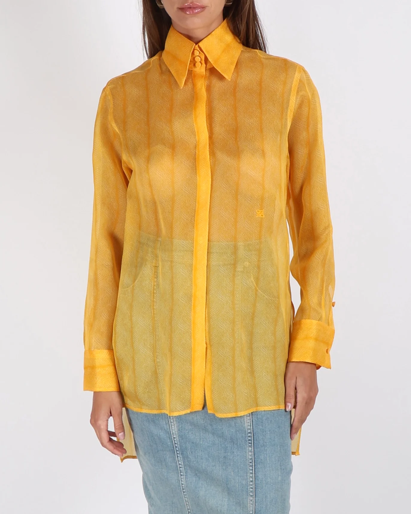 Fendi Yellow Fendi Shirt Cover-Up with FF Logo Size IT 42/44 (UK 10/12) - Image 4