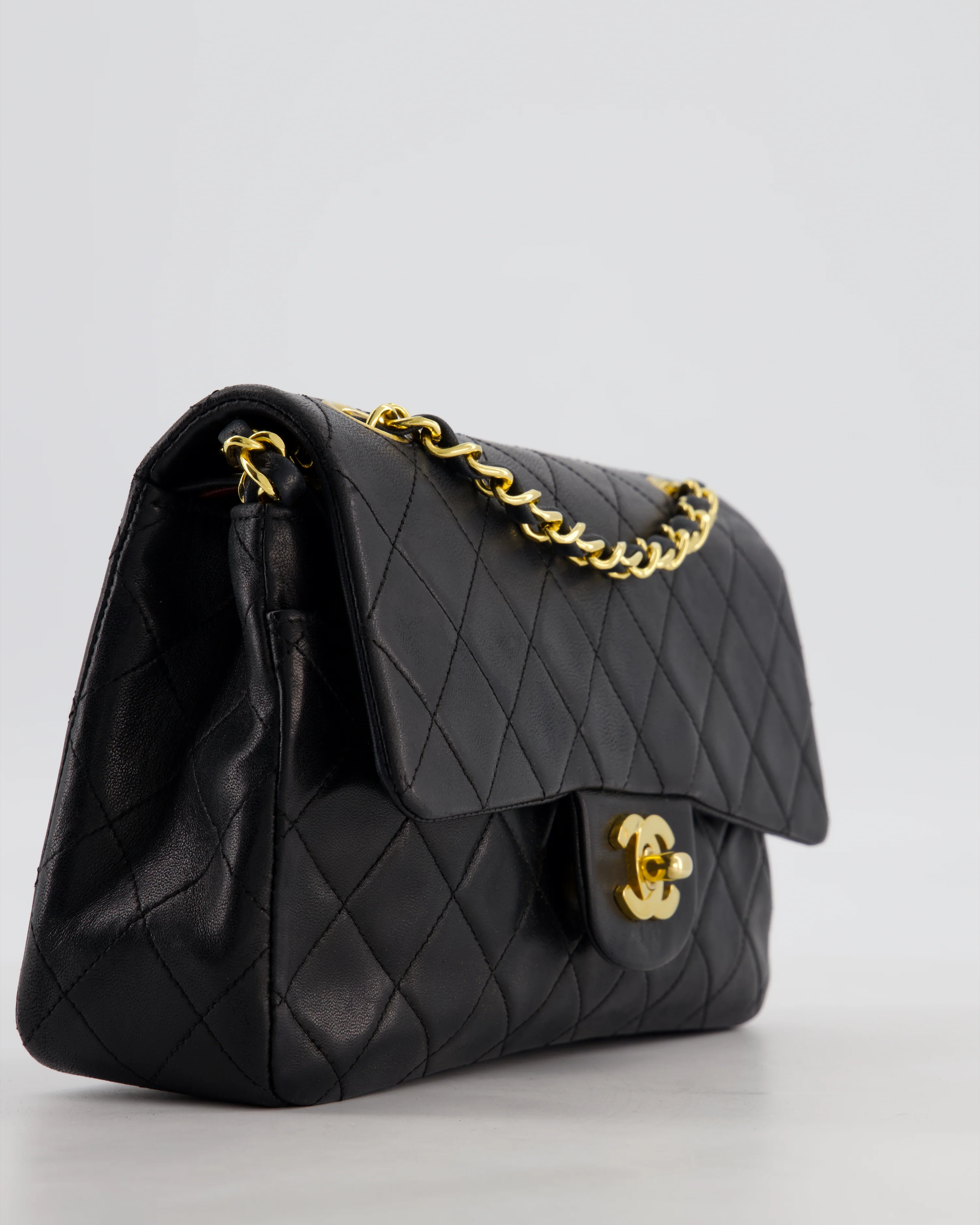 *FIRE PRICE* Chanel Vintage Black Small Classic Double Flap Bag in Lambskin Leather with 24k Gold Hardware - Image 12