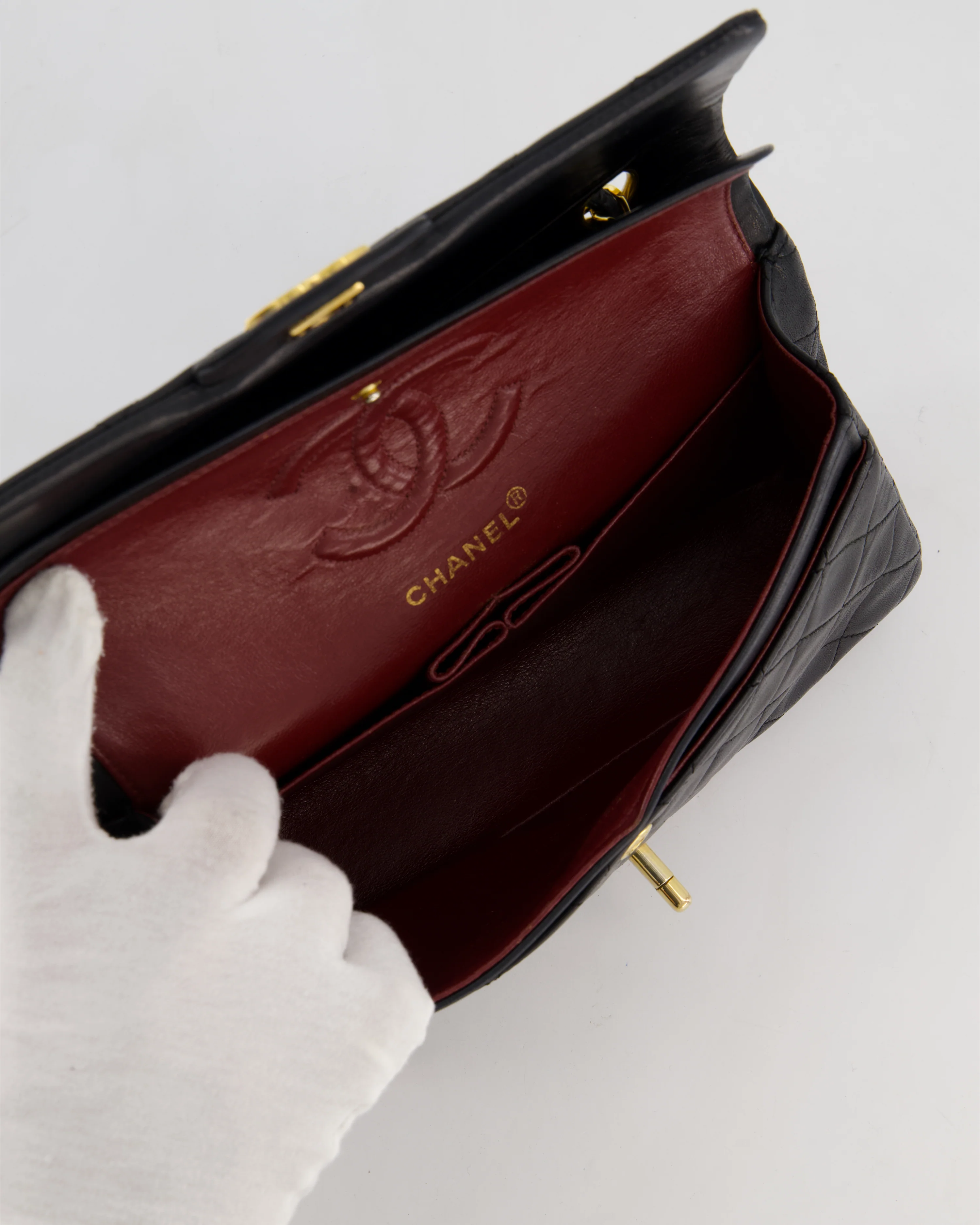 *FIRE PRICE* Chanel Vintage Black Small Classic Double Flap Bag in Lambskin Leather with 24k Gold Hardware - Image 21