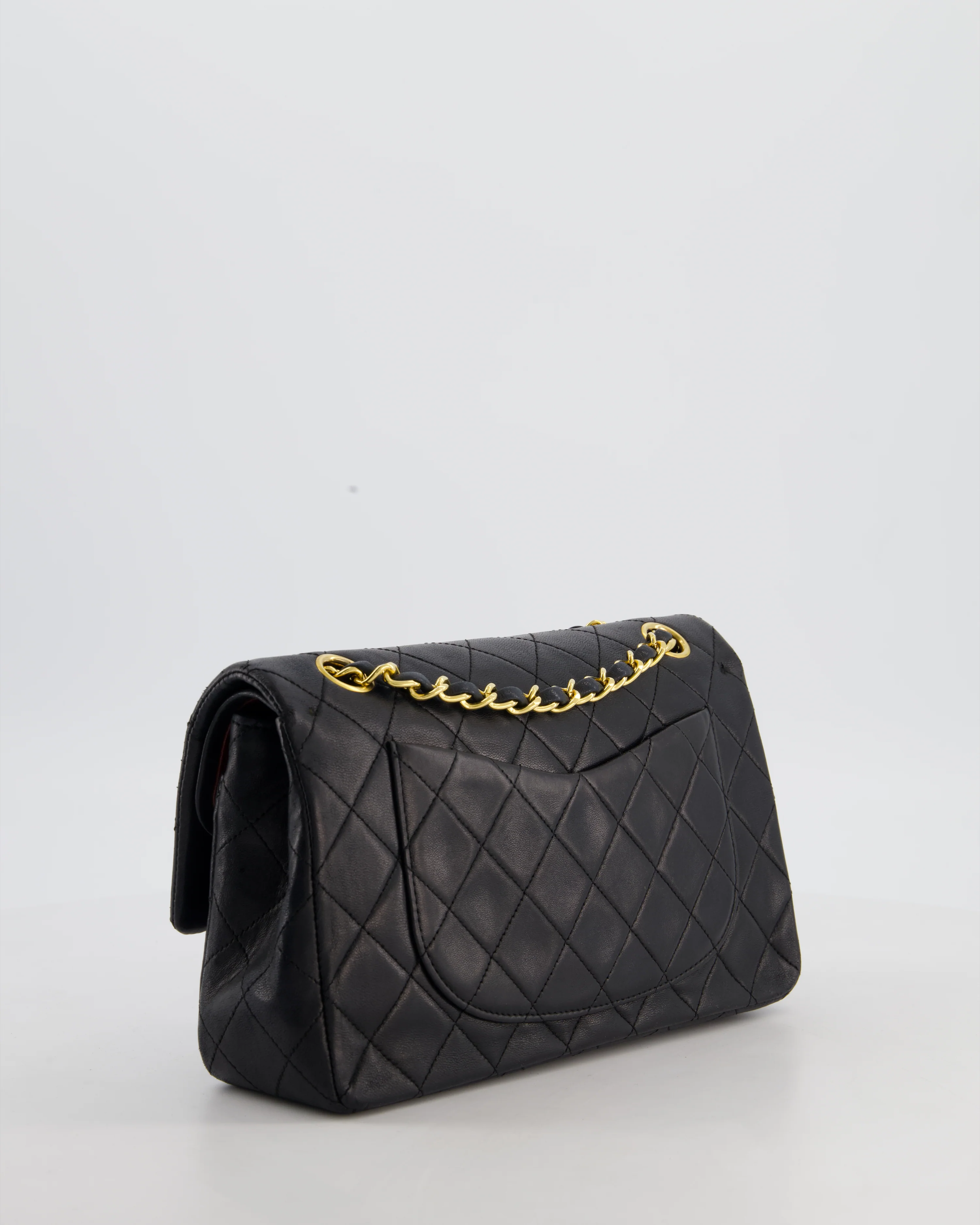 *FIRE PRICE* Chanel Vintage Black Small Classic Double Flap Bag in Lambskin Leather with 24k Gold Hardware - Image 9