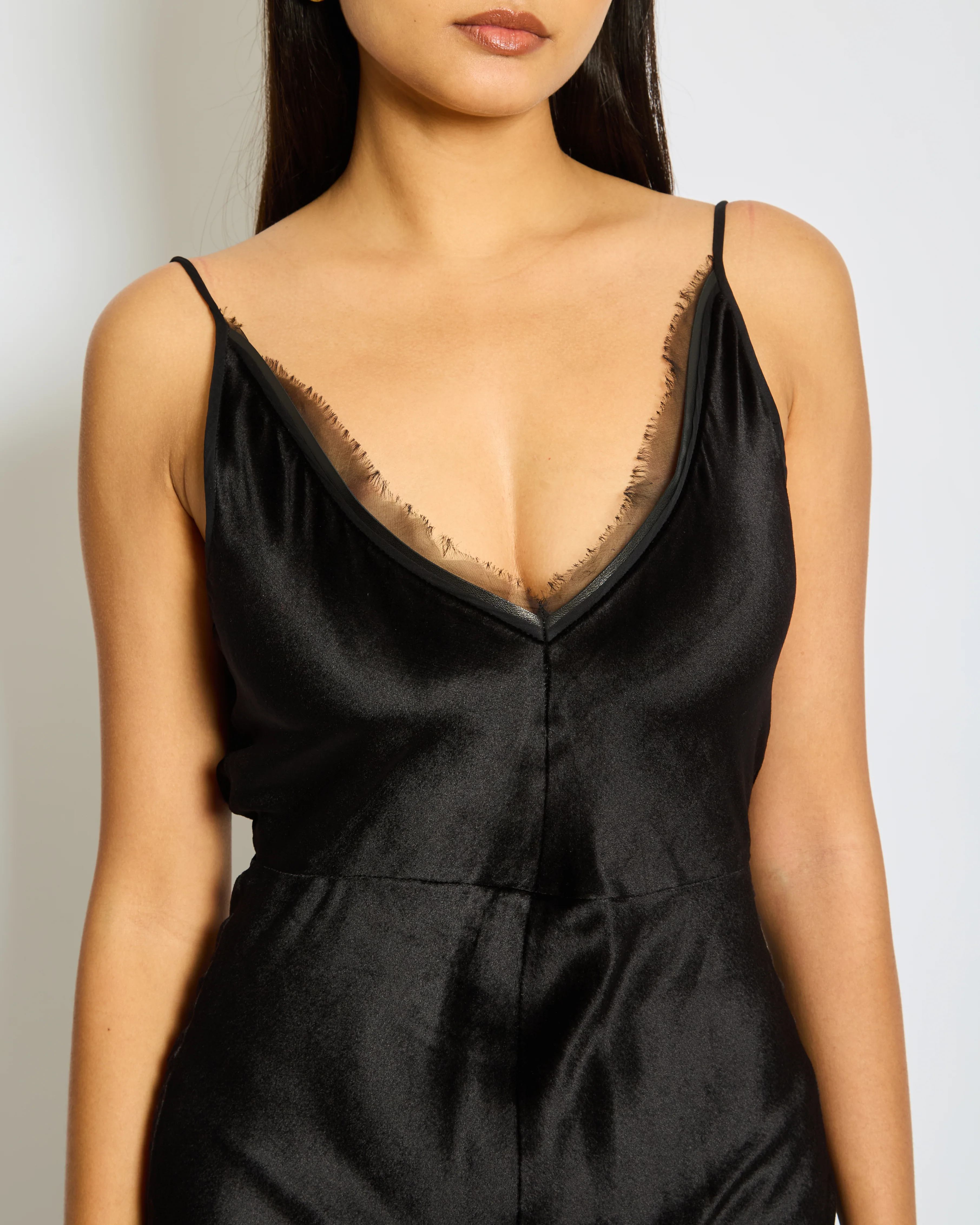 Gabriela Hearst Black Silk V Neck Maxi Dress with Frayed Edge Detail Size  IT 38 (UK 6) - Image 2