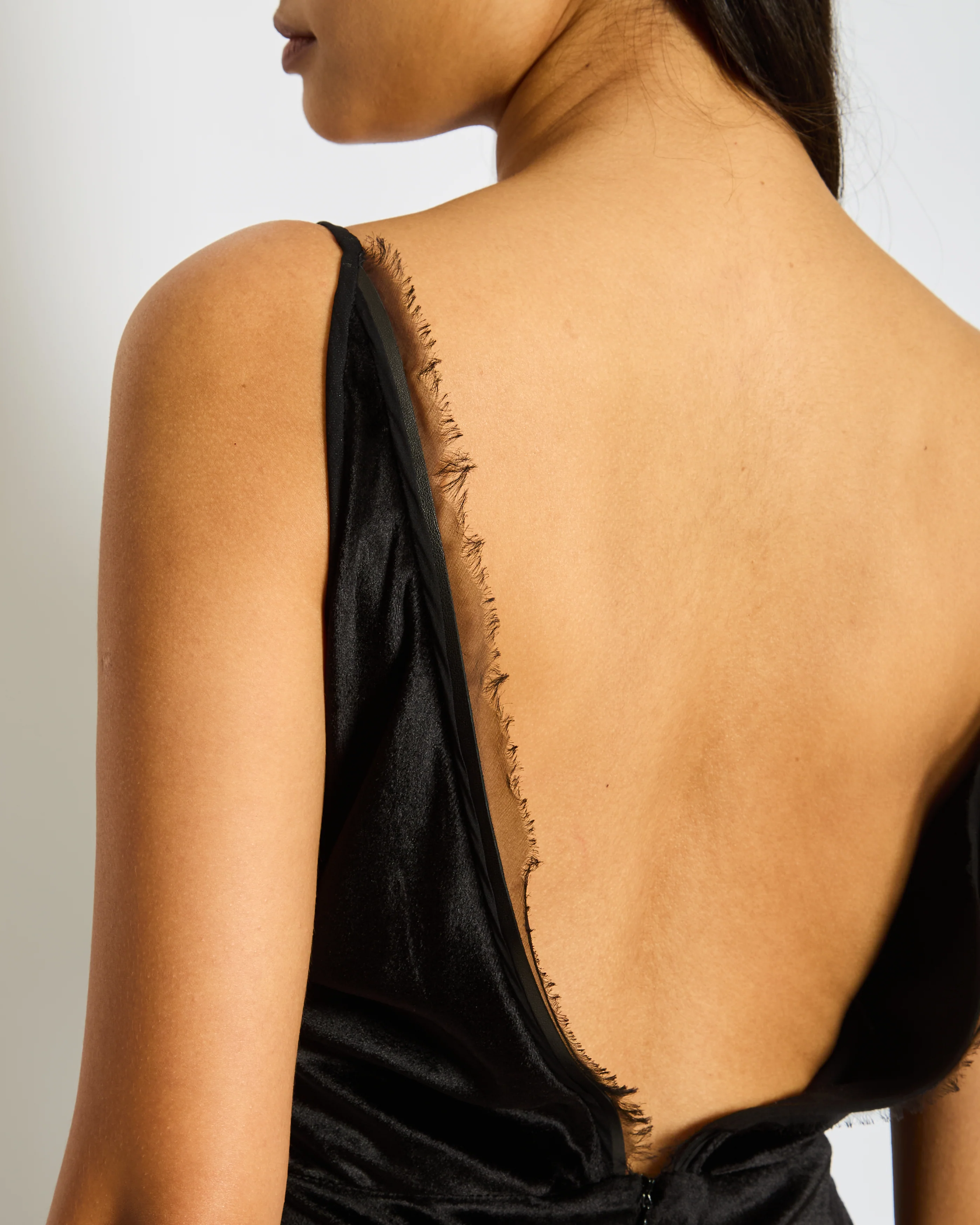 Gabriela Hearst Black Silk V Neck Maxi Dress with Frayed Edge Detail Size  IT 38 (UK 6) - Image 3