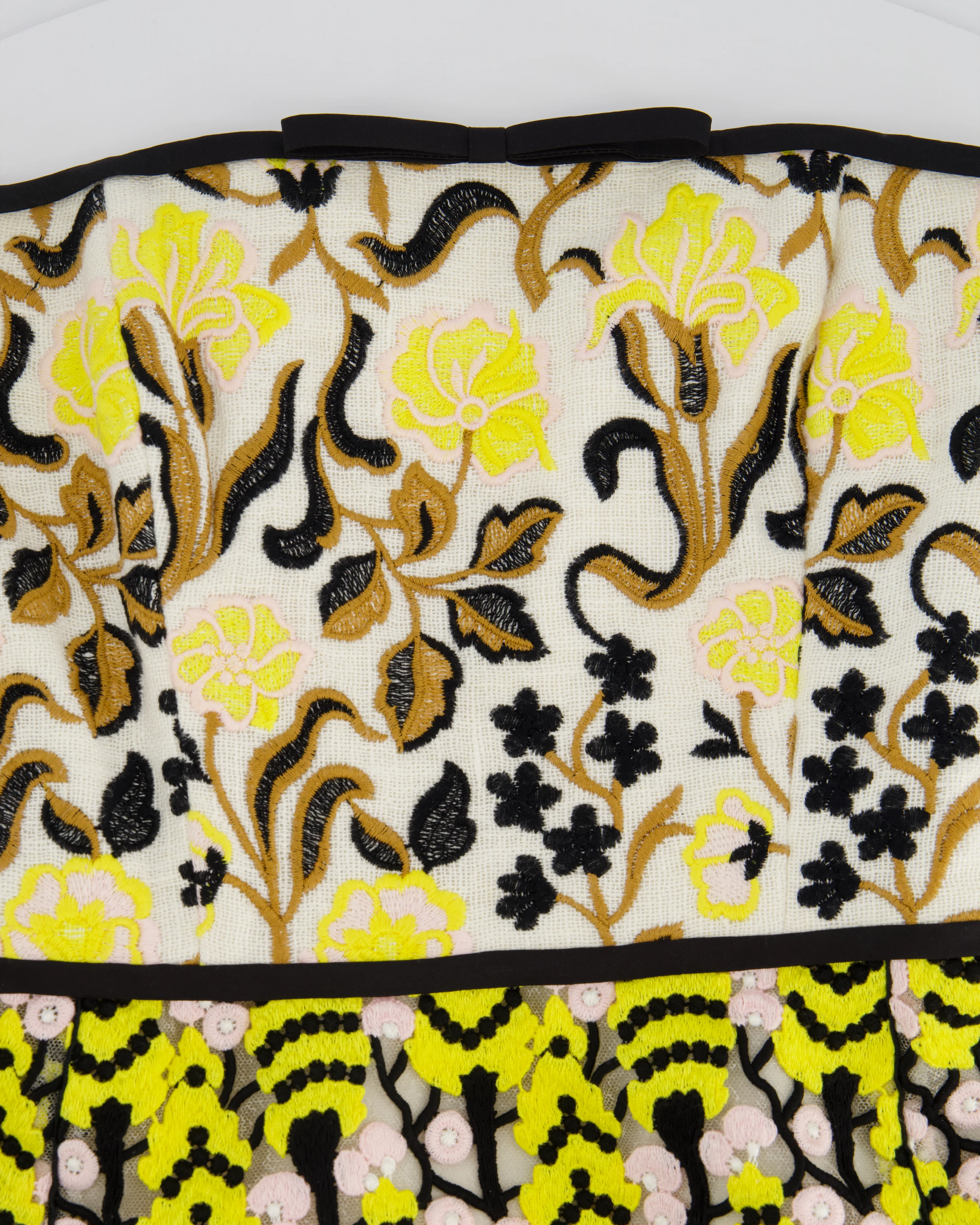 Giambattista Valli Lace & Floral Embroidery Yellow, Pink, Black Strapless Mini Dress size IT 40 (UK 8) - Image 10