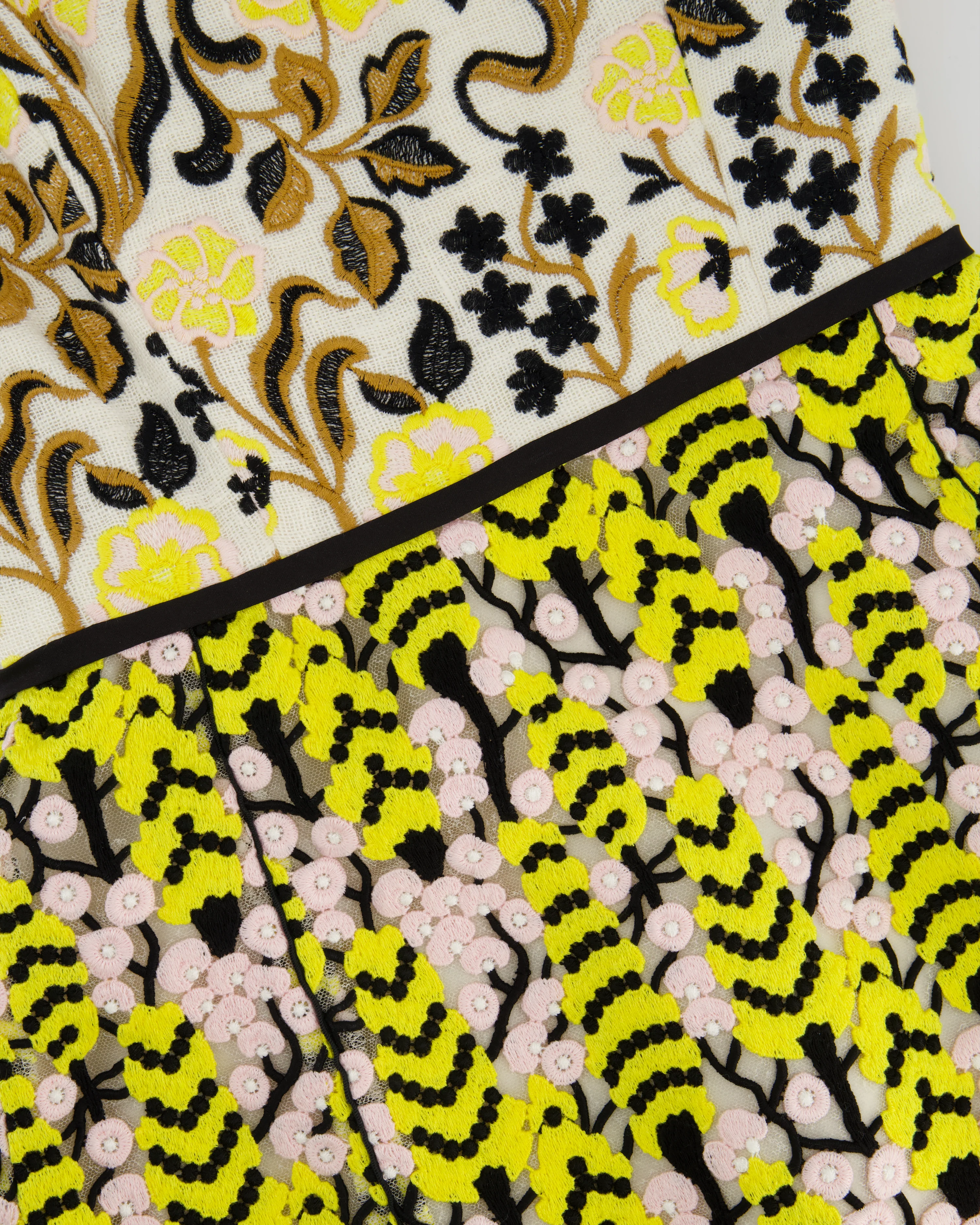 Giambattista Valli Lace & Floral Embroidery Yellow, Pink, Black Strapless Mini Dress size IT 40 (UK 8) - Image 9