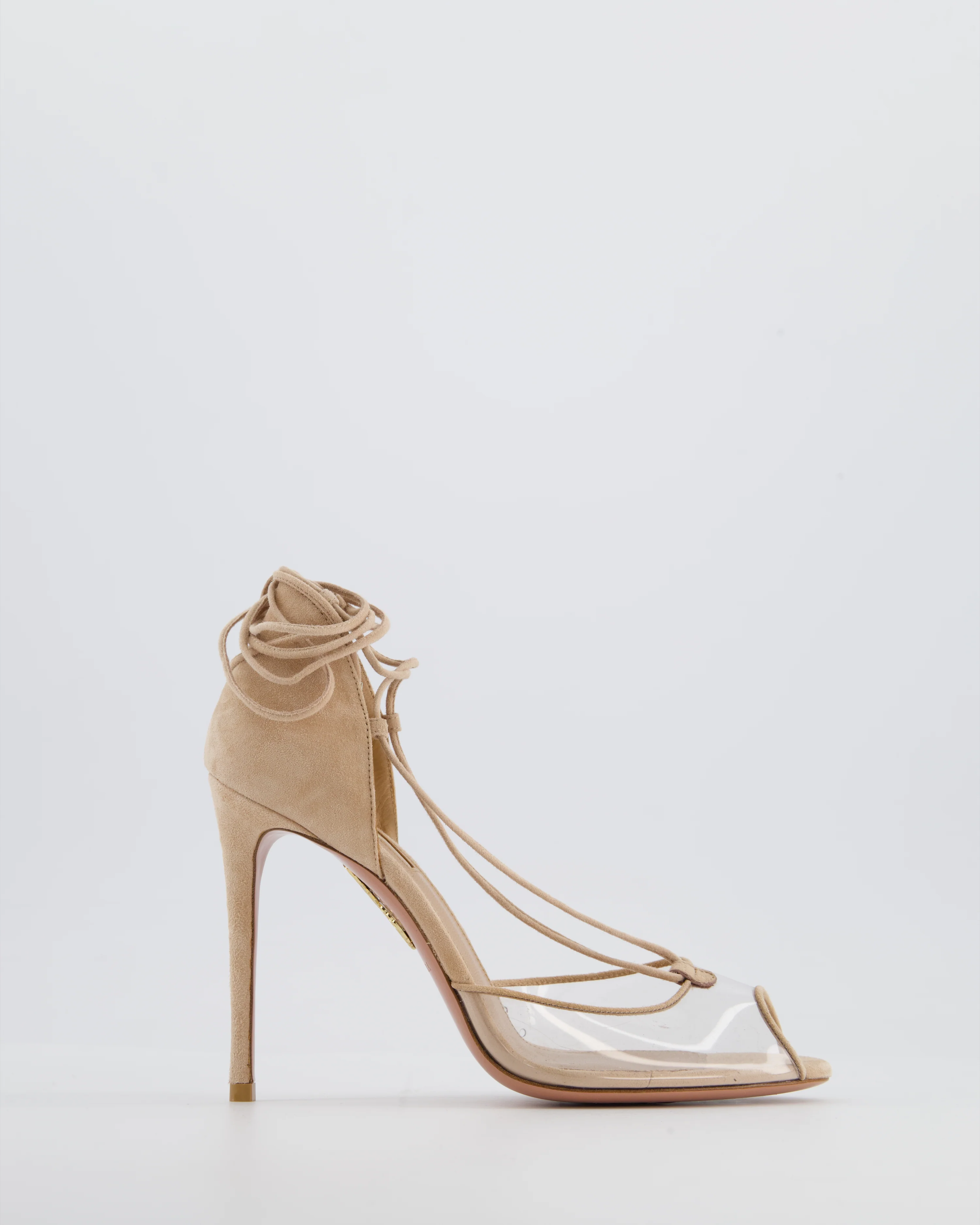Aquazzura Beige Perspex Toe Suede Heels Size EU 36.5