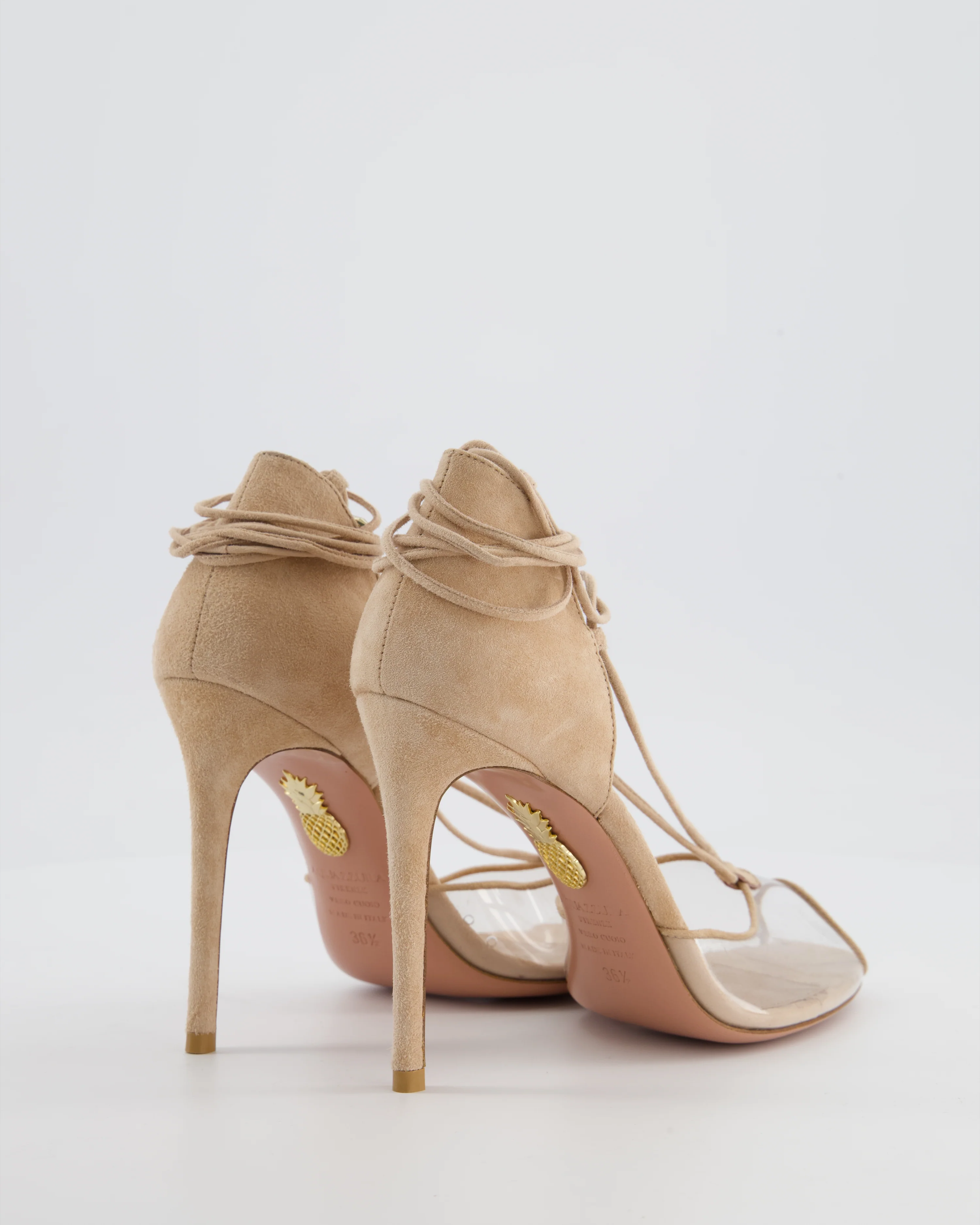 Aquazzura Beige Perspex Toe Suede Heels Size EU 36.5 - Image 3