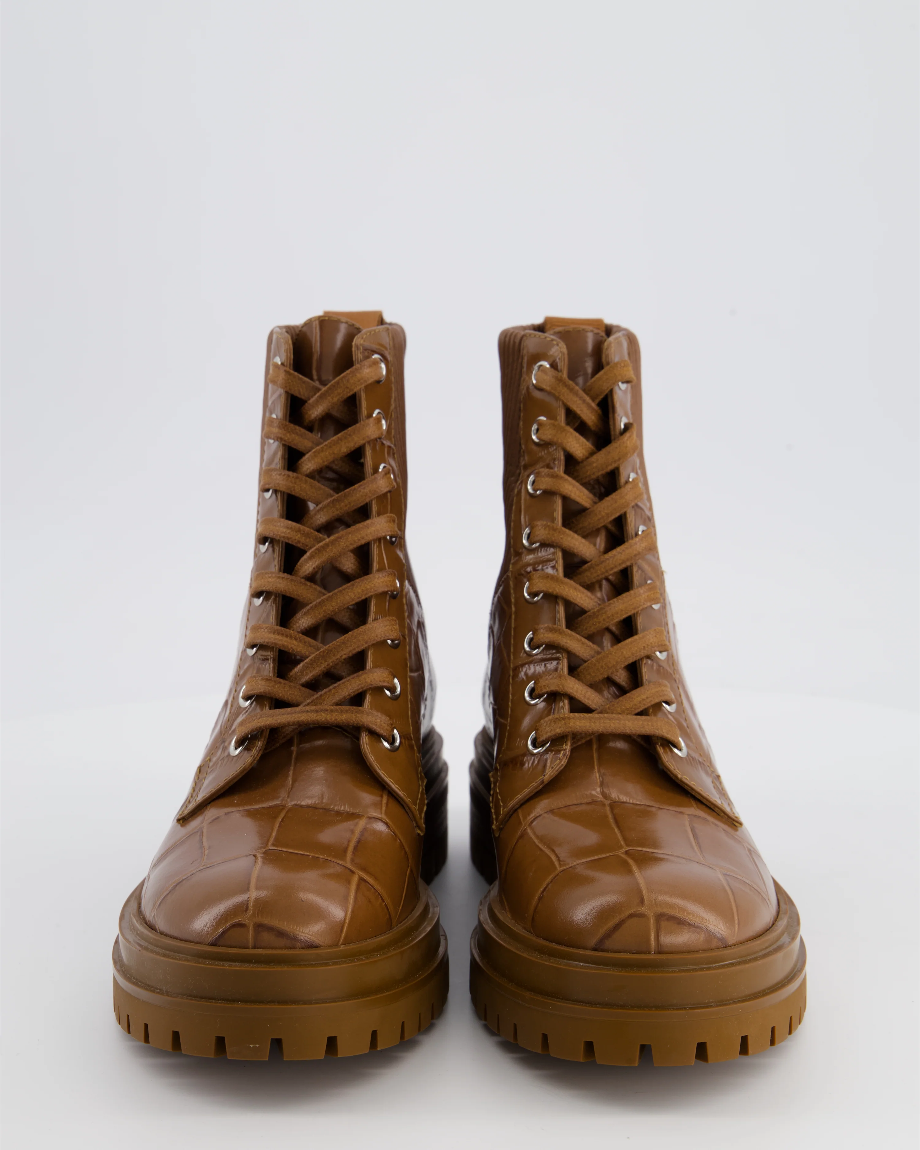 Gianvito Rossi Brown Crocodile Embossed Leather Ankle Boots with Elasticated Ankle Detail EU 37 - Image 4