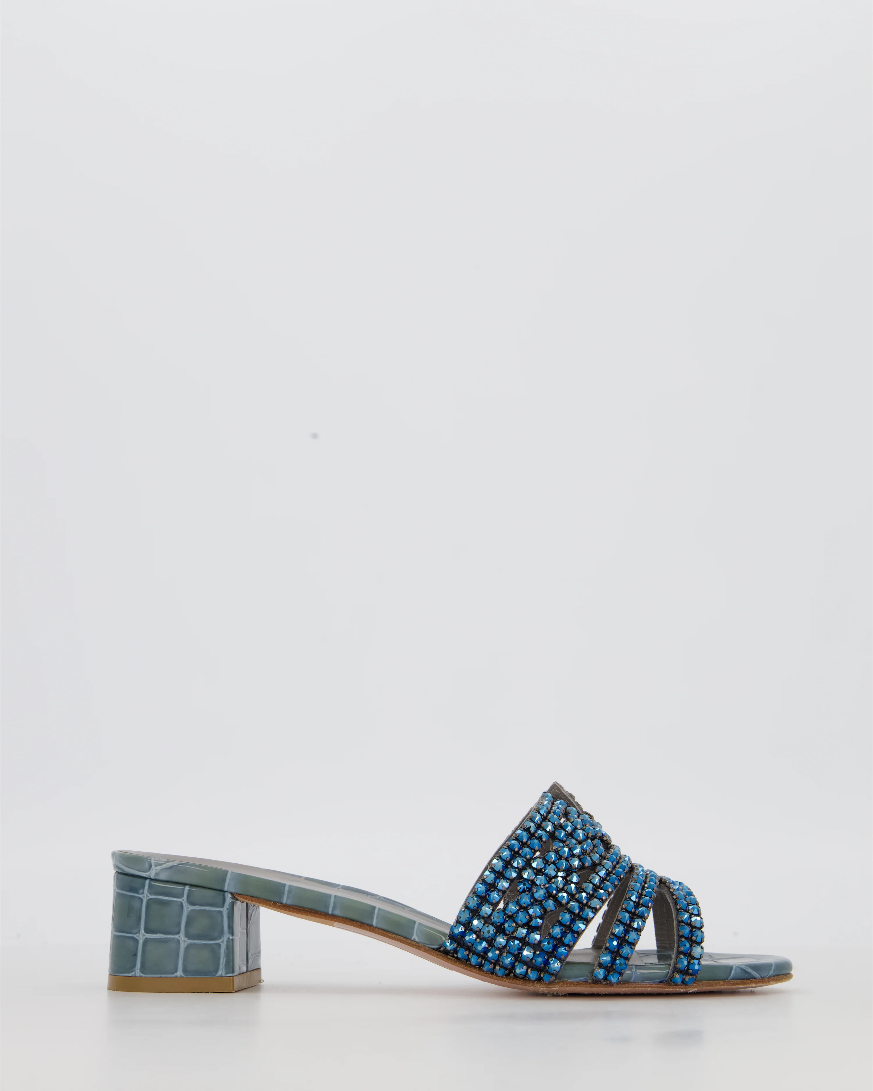 Gina Blue Croc Effect Embellished Stirling Sandals Size EU 37
