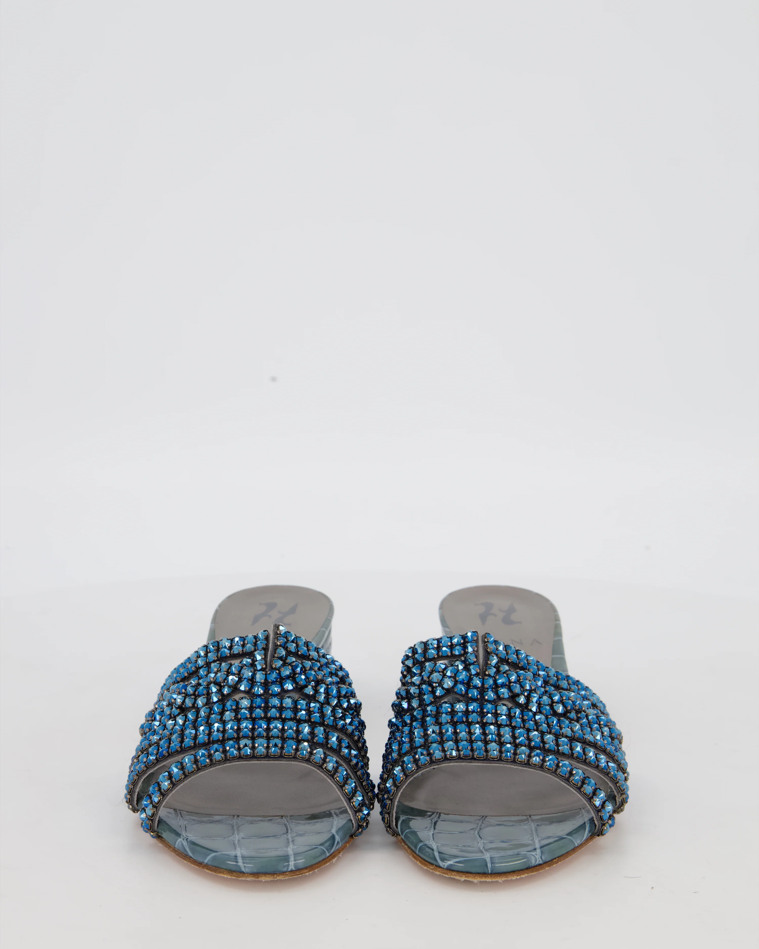 Gina Blue Croc Effect Embellished Stirling Sandals Size EU 37 - Image 3