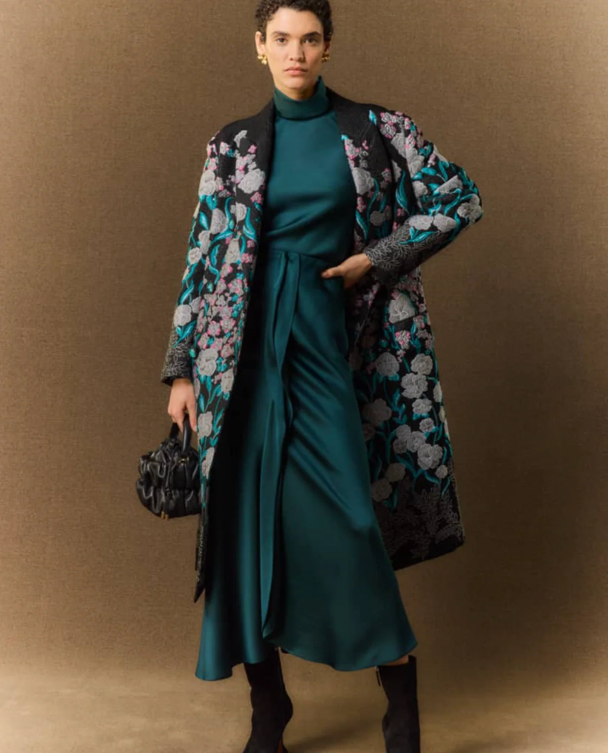 Giorgio Armani Fall 2024 Petroleum Green Silk Midi Skirt with Front Ruffle Detail Size IT 42 (UK 10) RRP £1,555 - Image 2