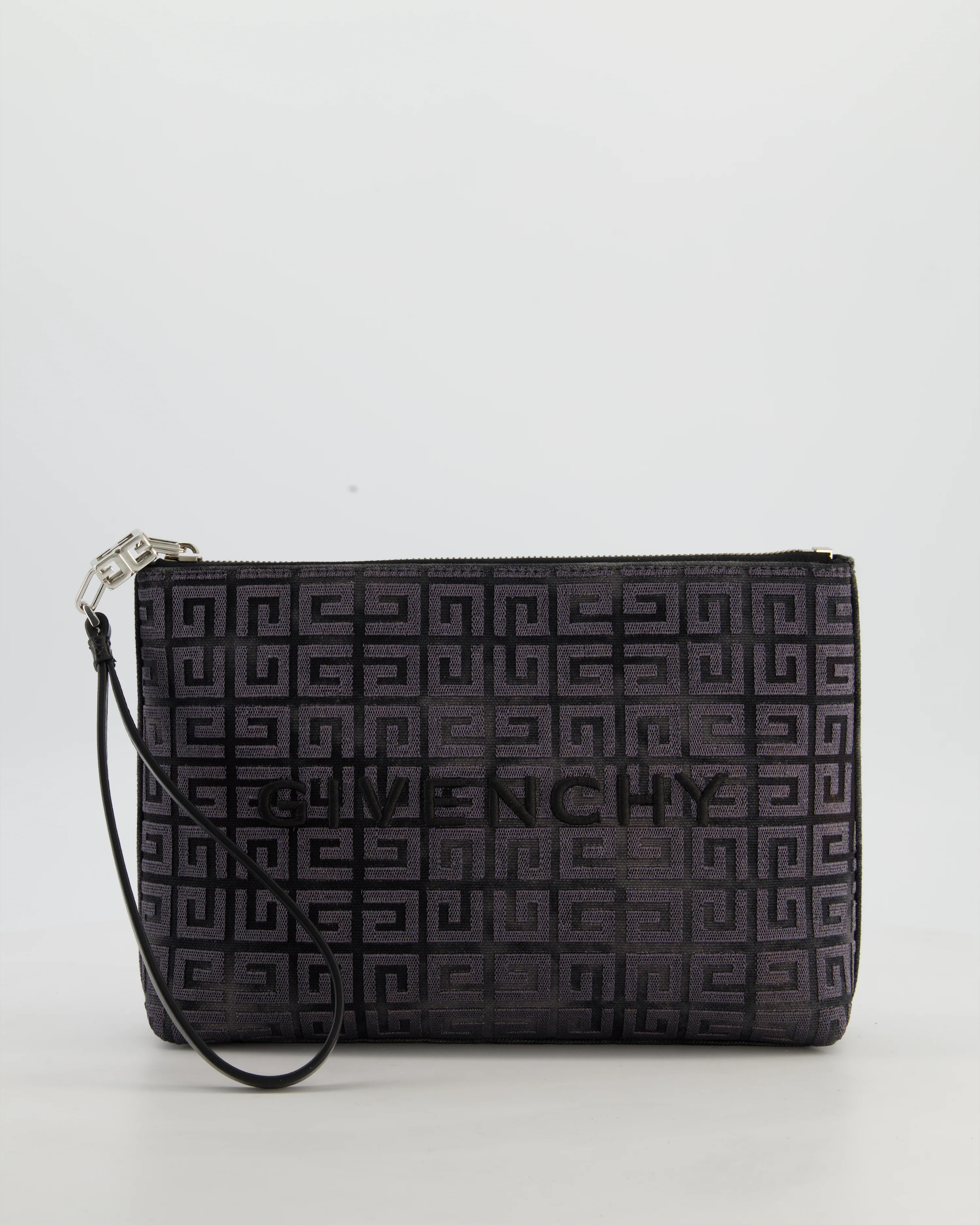 Givenchy Black and Grey 4G Embroidered Tie and Dye Canvas Travel Pouch with Wrist Strap RRP £495