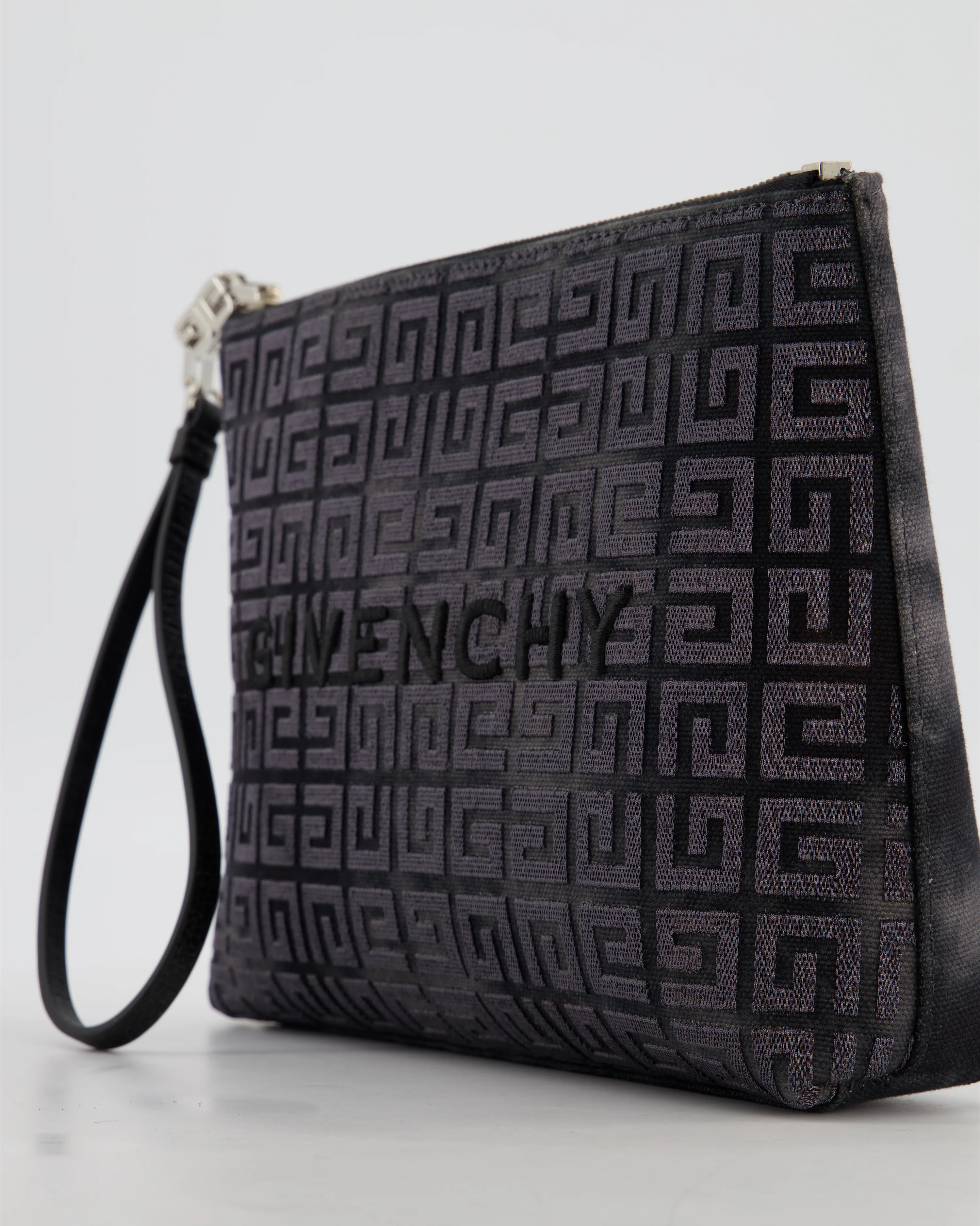 Givenchy Black and Grey 4G Embroidered Tie and Dye Canvas Travel Pouch with Wrist Strap RRP £495 - Image 10