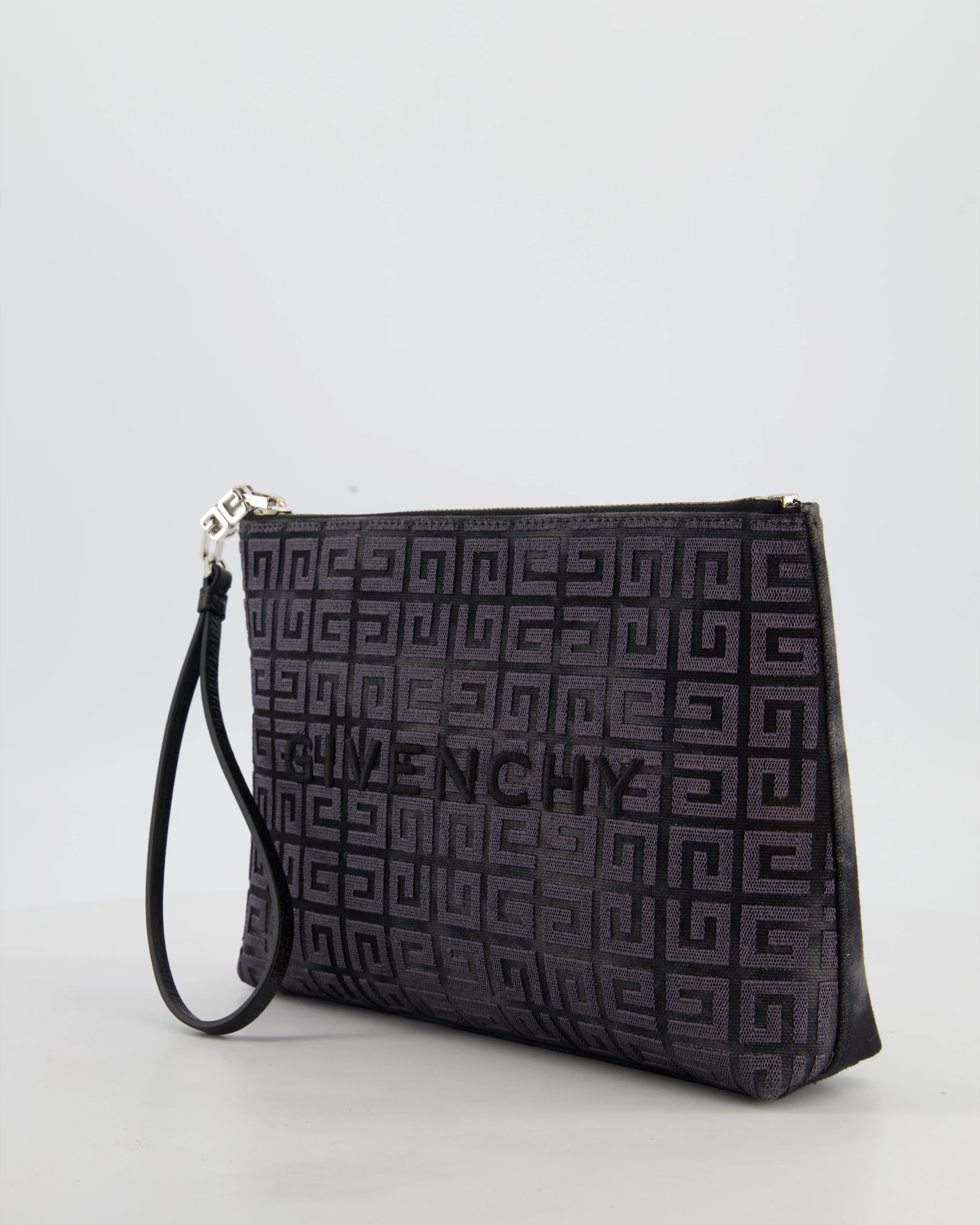 Givenchy Black and Grey 4G Embroidered Tie and Dye Canvas Travel Pouch with Wrist Strap RRP £495 - Image 8