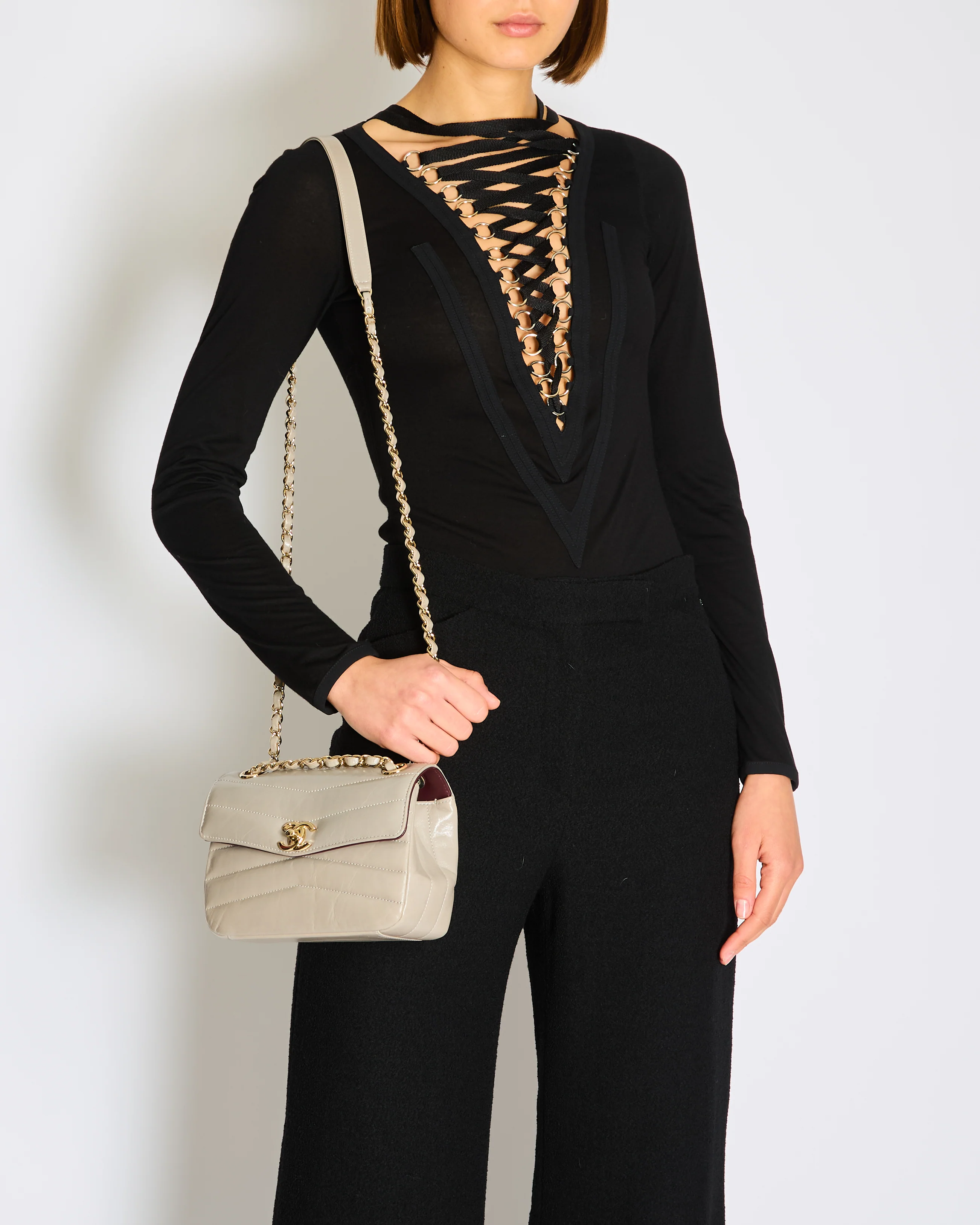 Givenchy Black Long Sleeve Bodysuit with Corset Loop Detail Size FR 34 (UK 6)