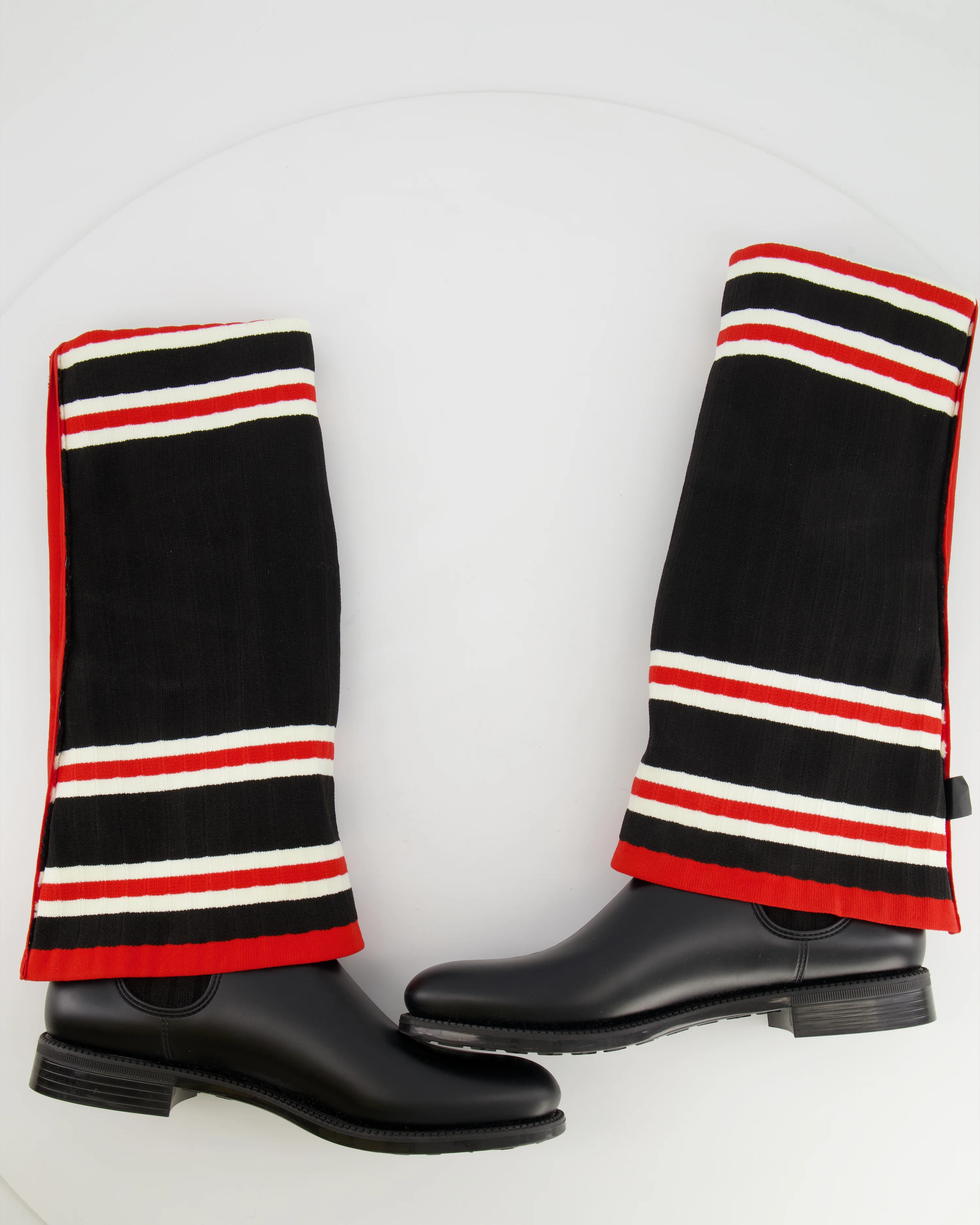 Givenchy Black, Red and White Striped Sock Boots Size EU 39 - Image 3