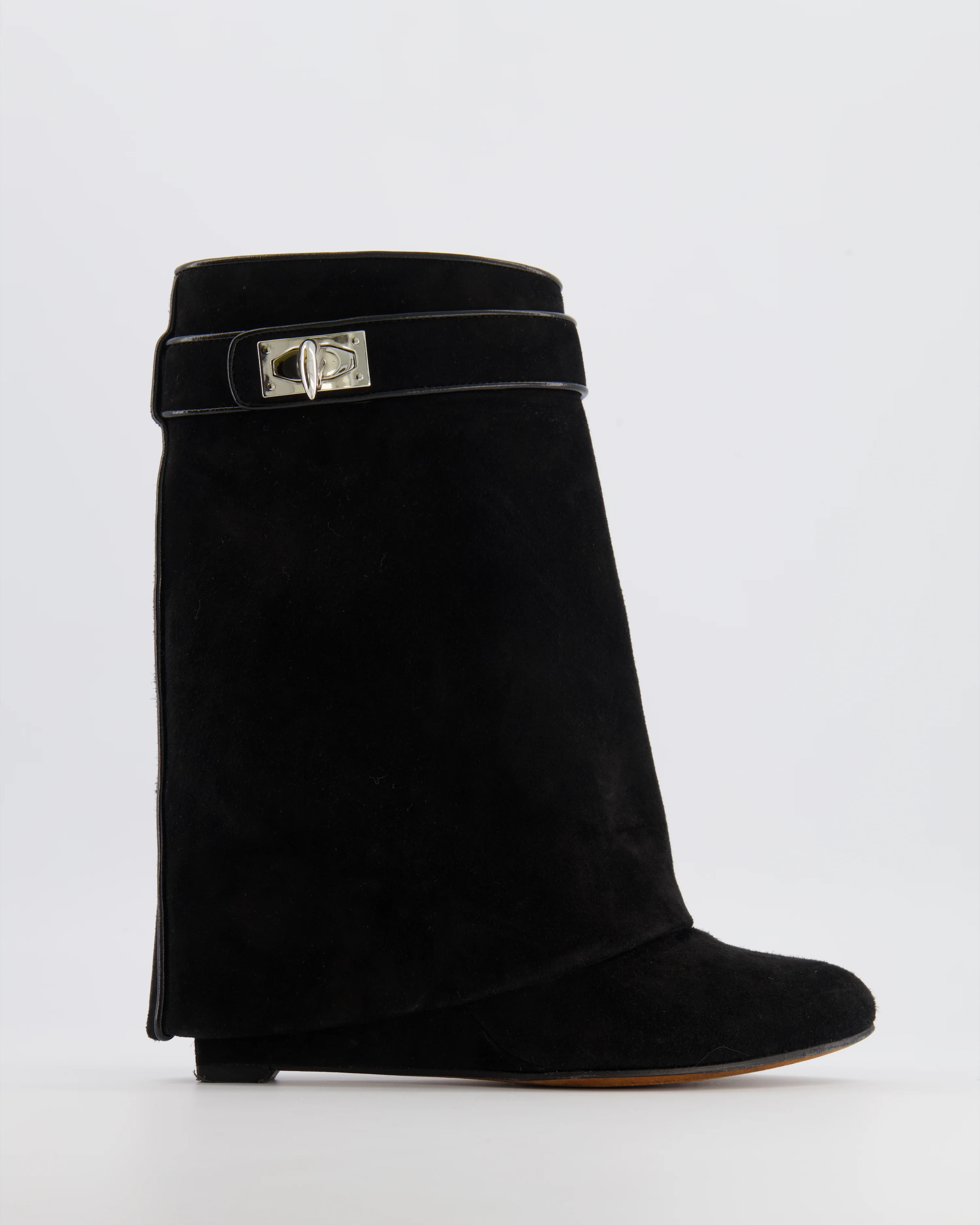 Givenchy Black Suede Mid-Calf Shark Lock Boots Size EU 37 RRP £1,590