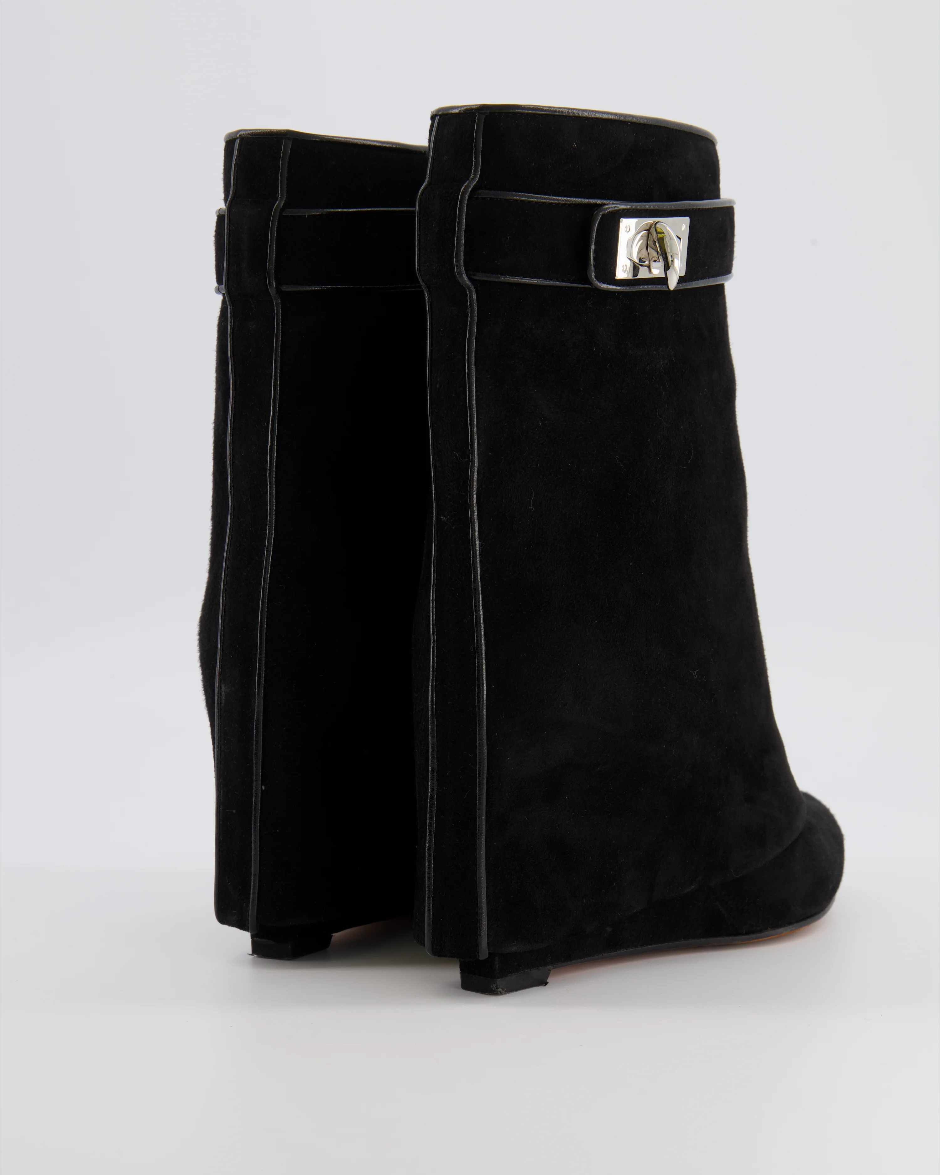 Givenchy Black Suede Mid-Calf Shark Lock Boots Size EU 37 RRP £1,590 - Image 4
