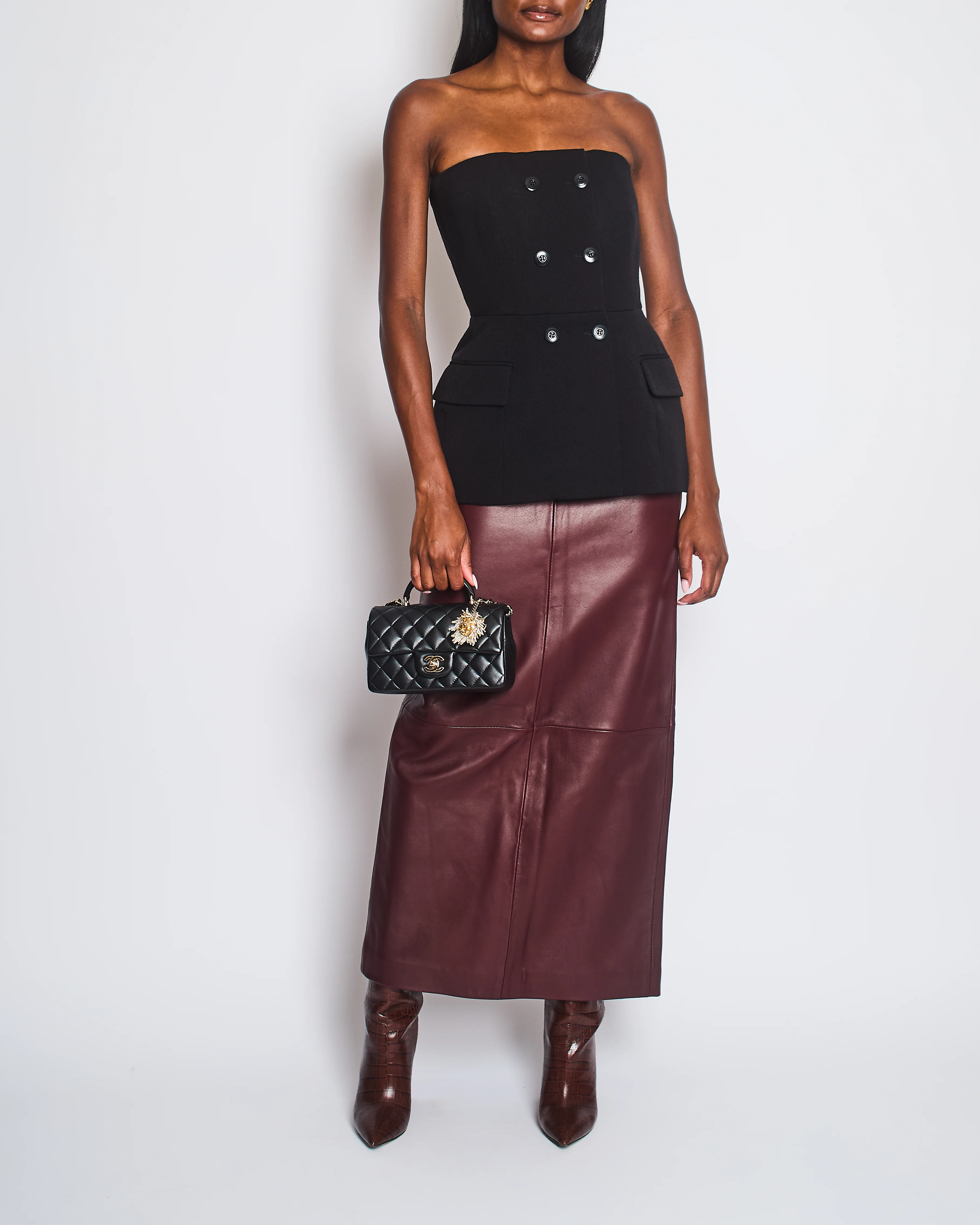 Givenchy Black Wool-Blend Double-Breasted Bustier Top Size FR 36 (UK 8)