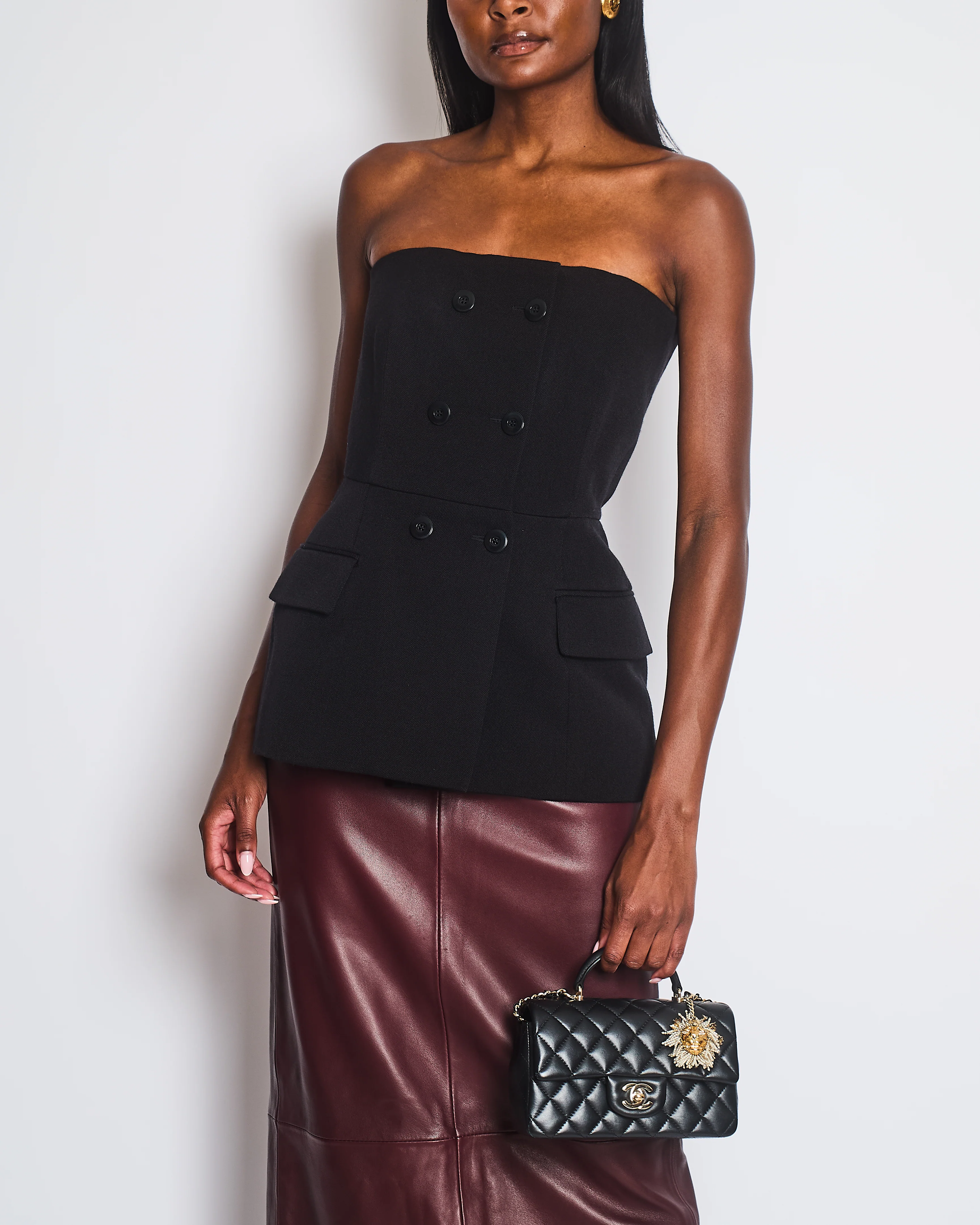 Givenchy Black Wool-Blend Double-Breasted Bustier Top Size FR 36 (UK 8) - Image 2